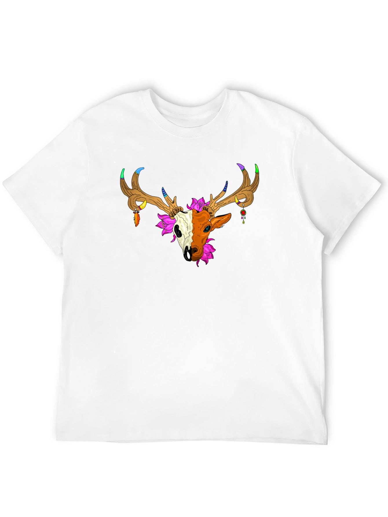Deer Skull Graphic Tee - Unique Artistic Design