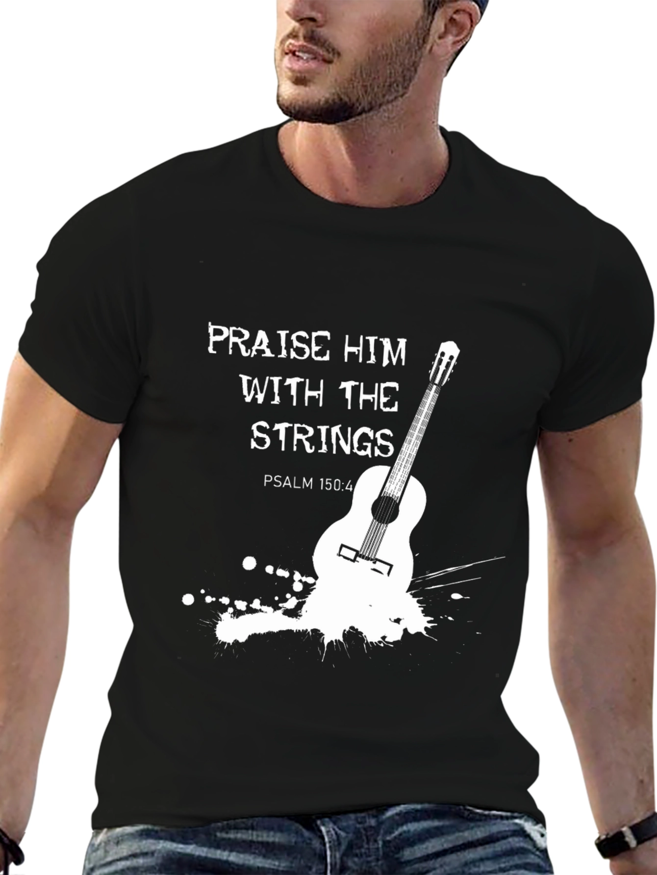 Praise Him Guitar T-Shirt - Christian Music Tee
