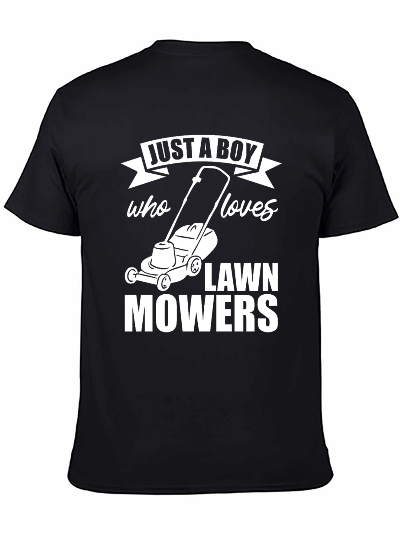 Just A Boy Who Loves Lawn Mowers Black T-Shirt
