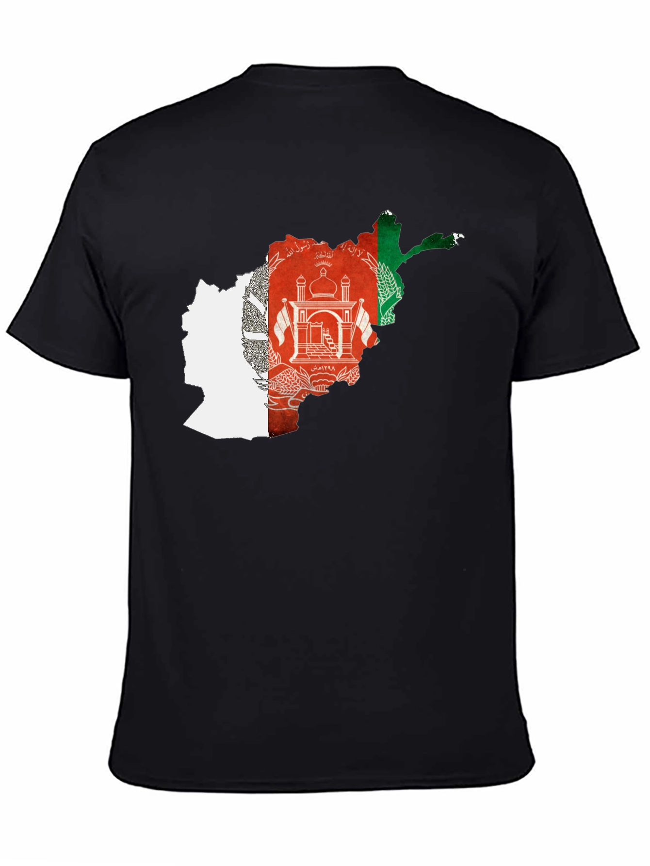 Afghanistan Flag Map Black T-Shirt