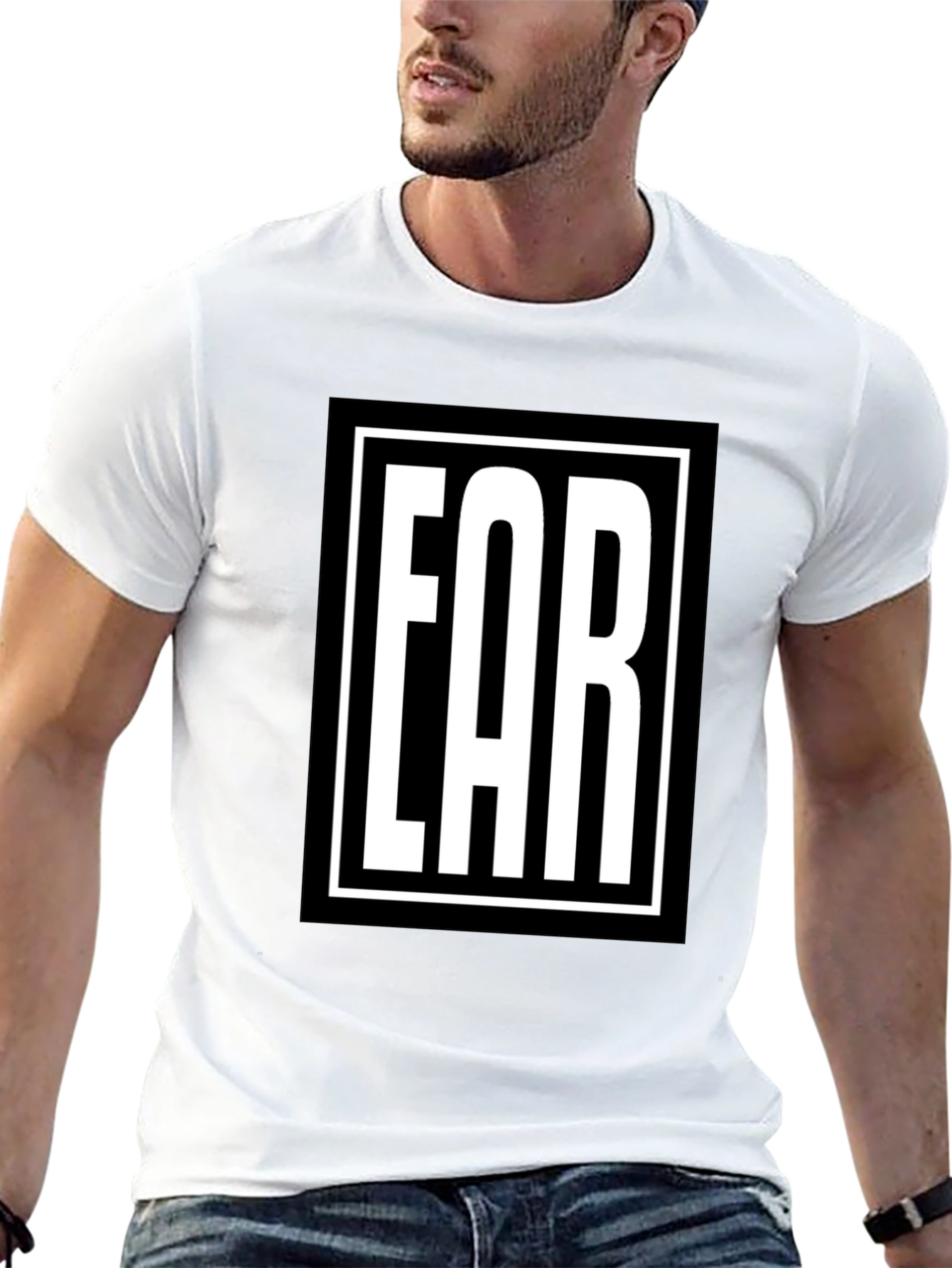 Bold Graphic Tee - FAR Print Black Cotton T-Shirt