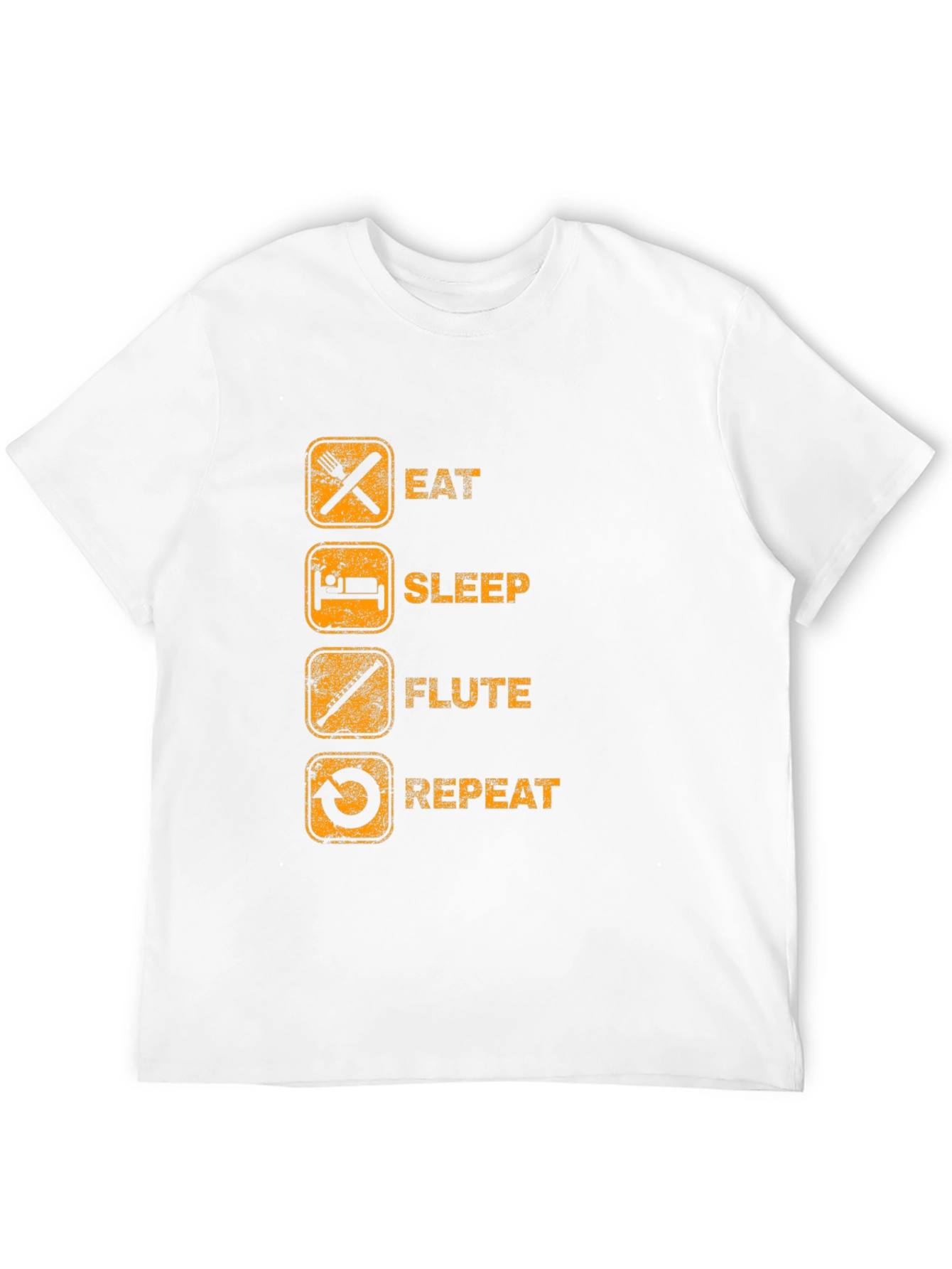 Eat Sleep Flute Repeat Black Graphic T-Shirt