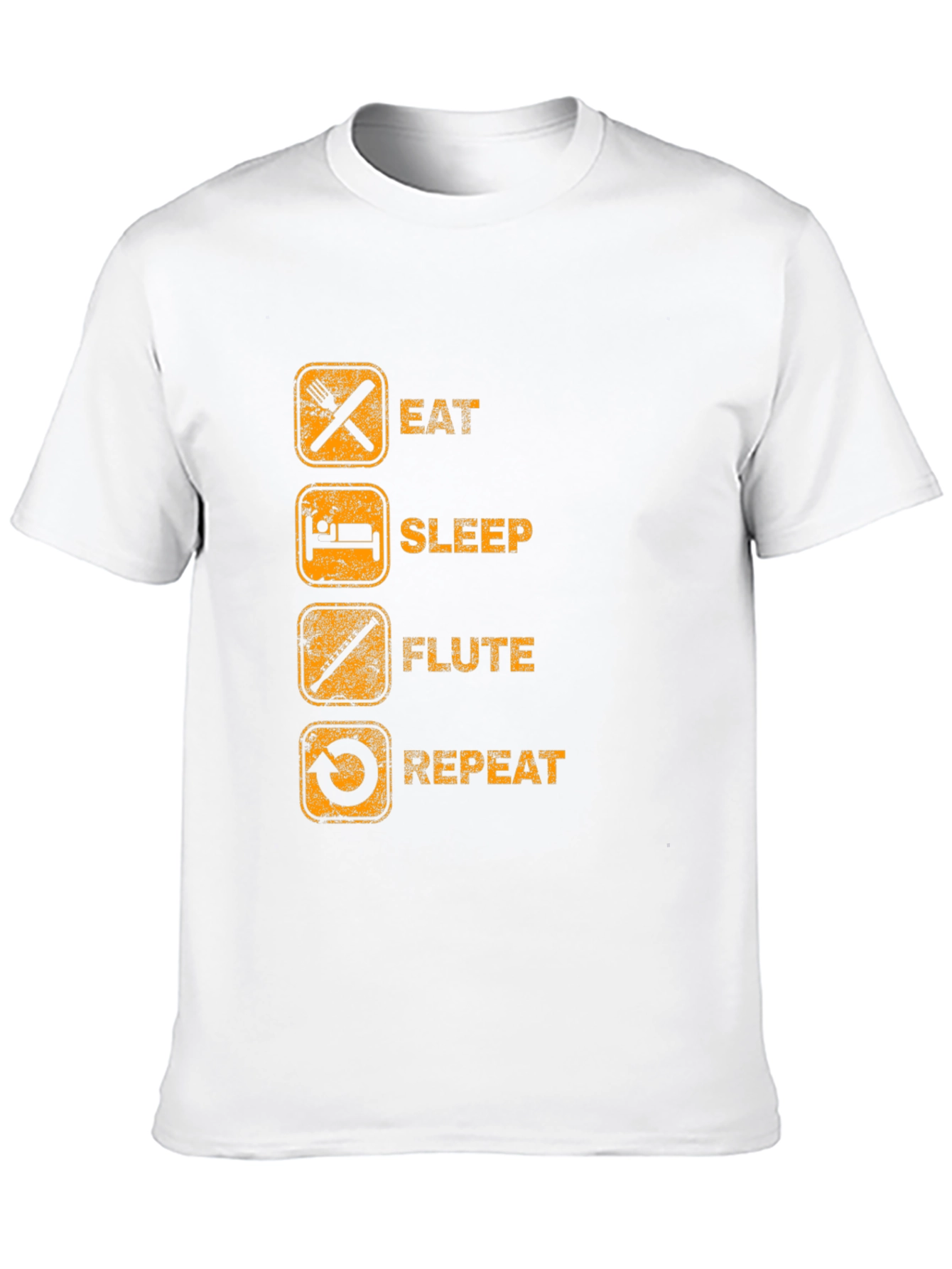 Eat Sleep Flute Repeat Black Graphic T-Shirt