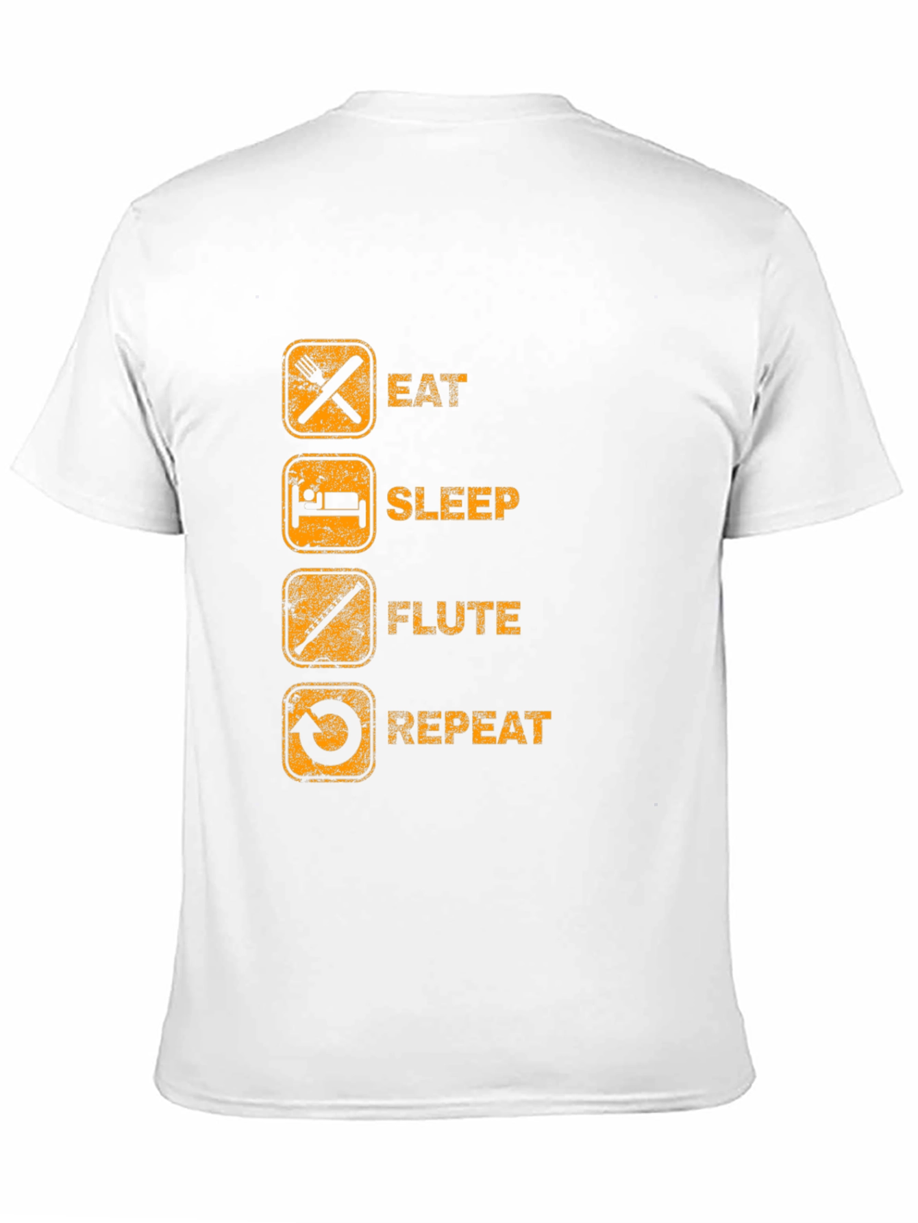 Eat Sleep Flute Repeat Black Graphic T-Shirt