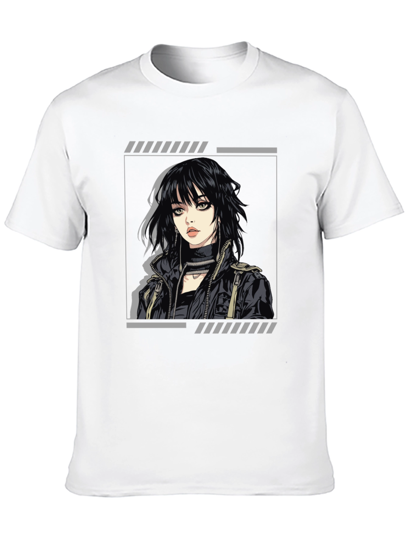 Edgy Anime Girl Graphic Black T-Shirt