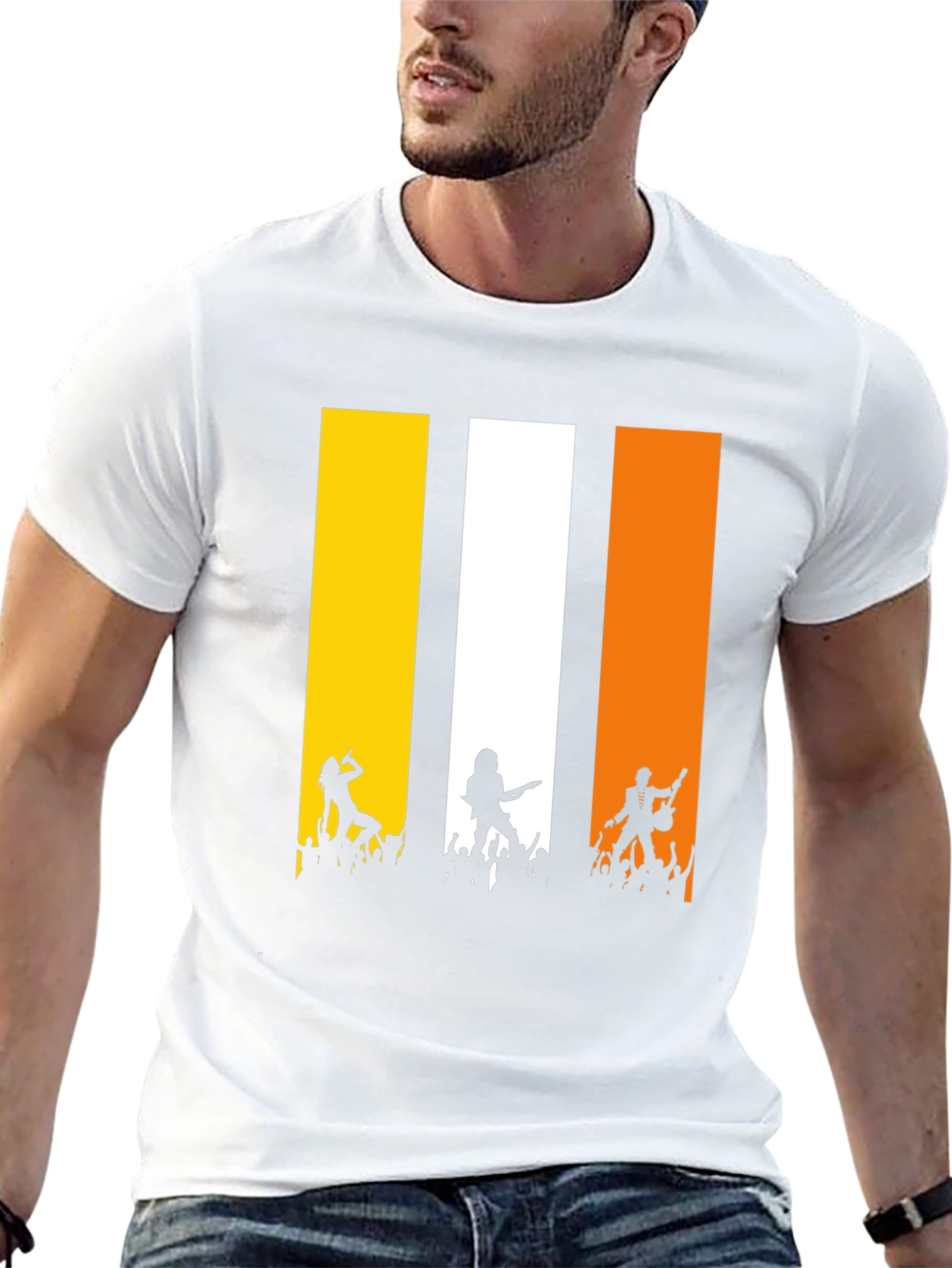 Rock Concert T-Shirt: Vertical Band Design