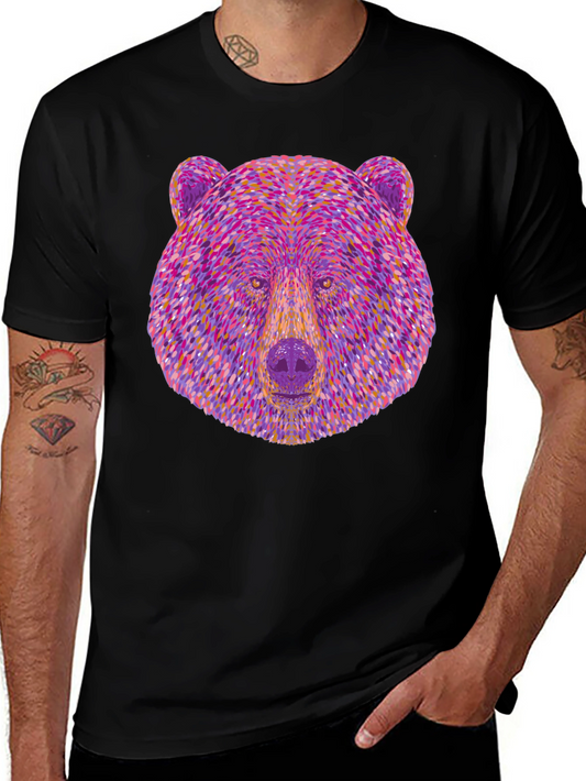 Abstract Bear Head Graphic T-Shirt