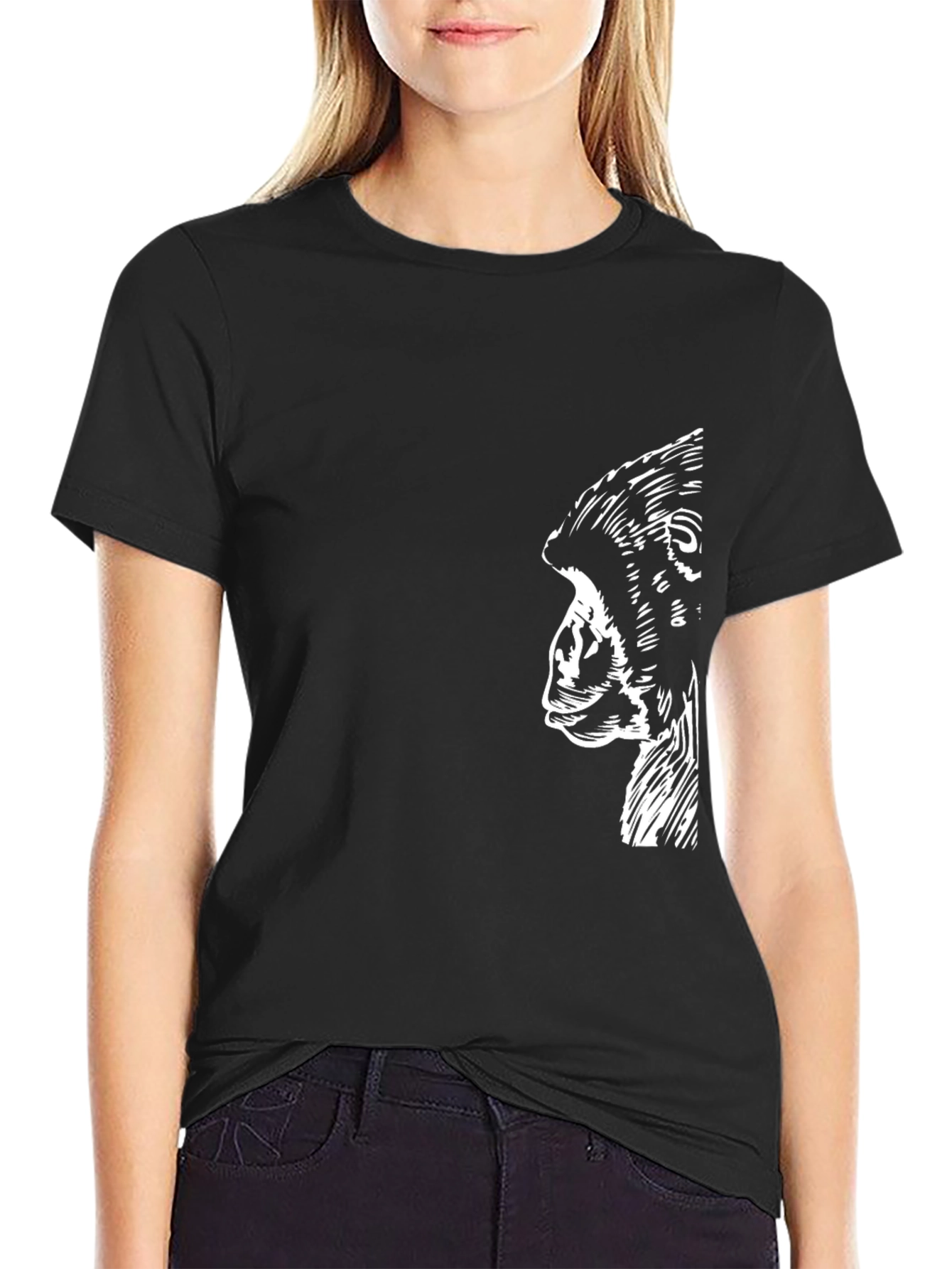 Mens Gorilla Profile Graphic Black T-Shirt