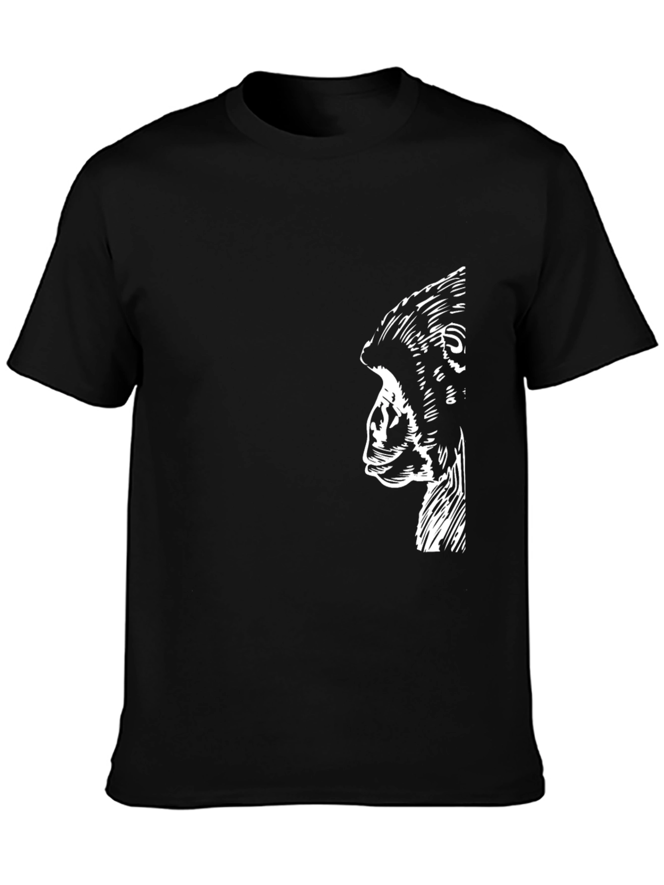 Mens Gorilla Profile Graphic Black T-Shirt