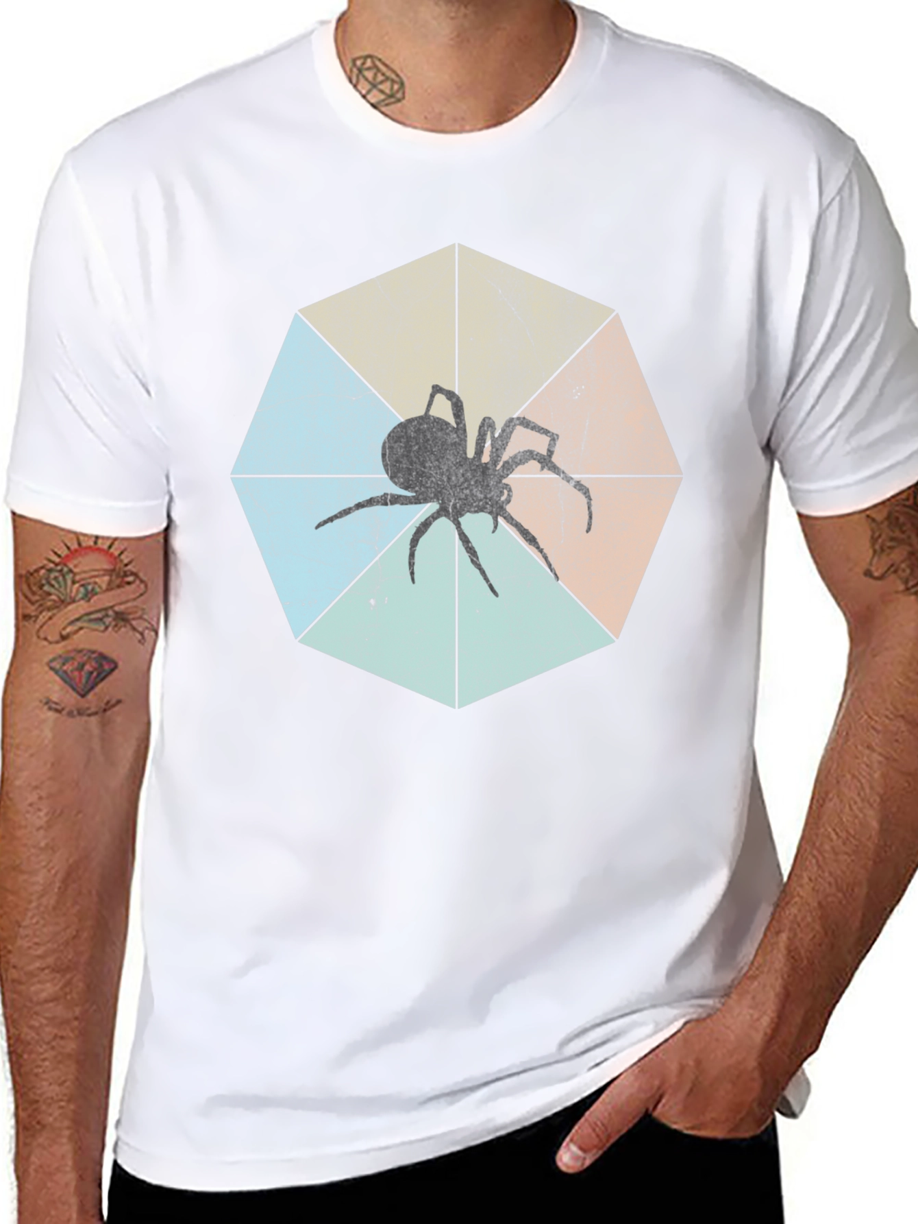Retro Spider Graphic Tee - Black Cotton T-Shirt