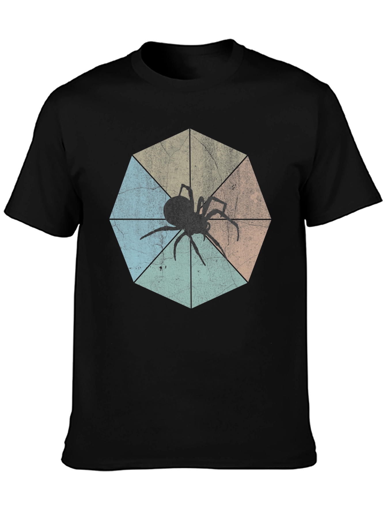 Retro Spider Graphic Tee - Black Cotton T-Shirt