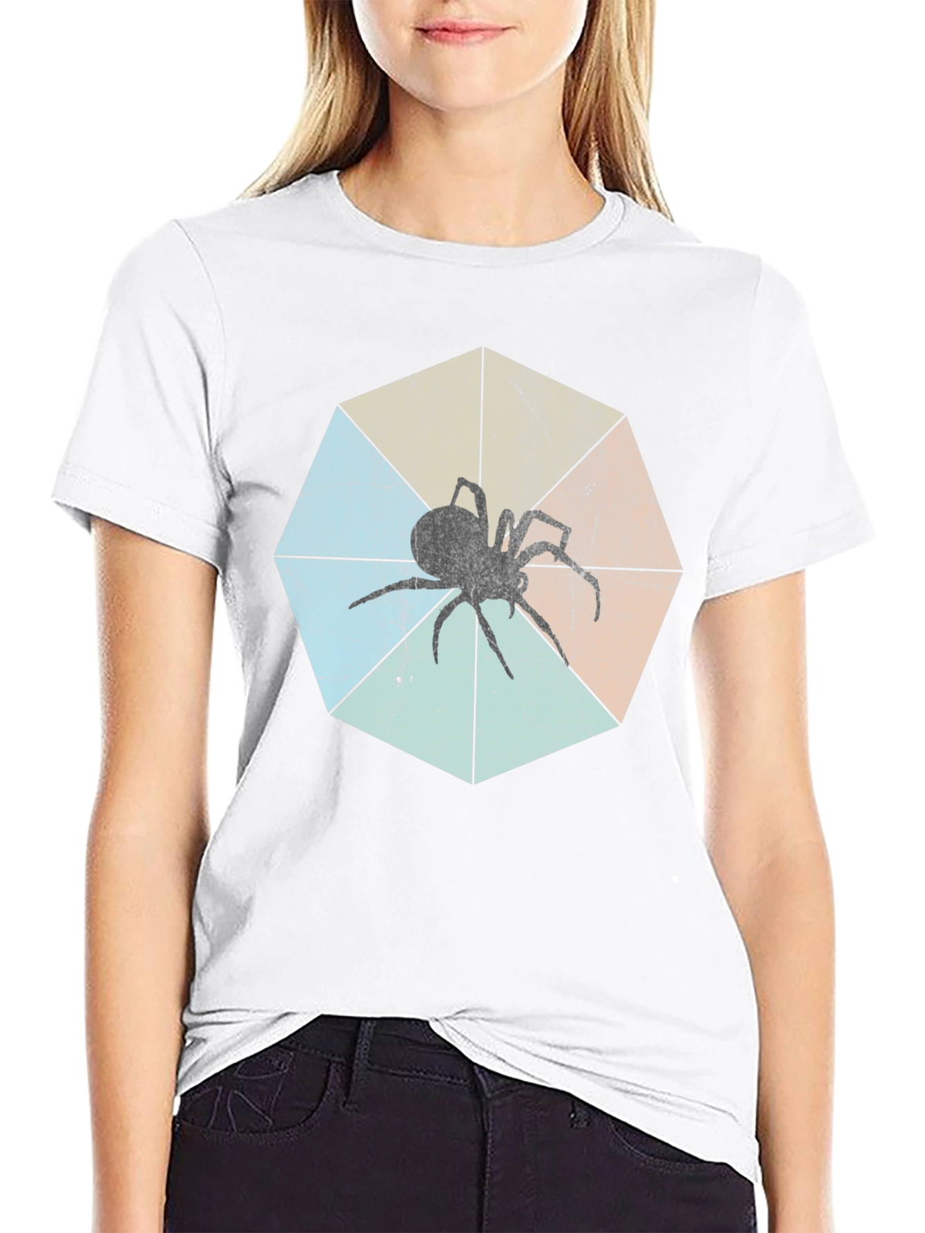 Retro Spider Graphic Tee - Black Cotton T-Shirt
