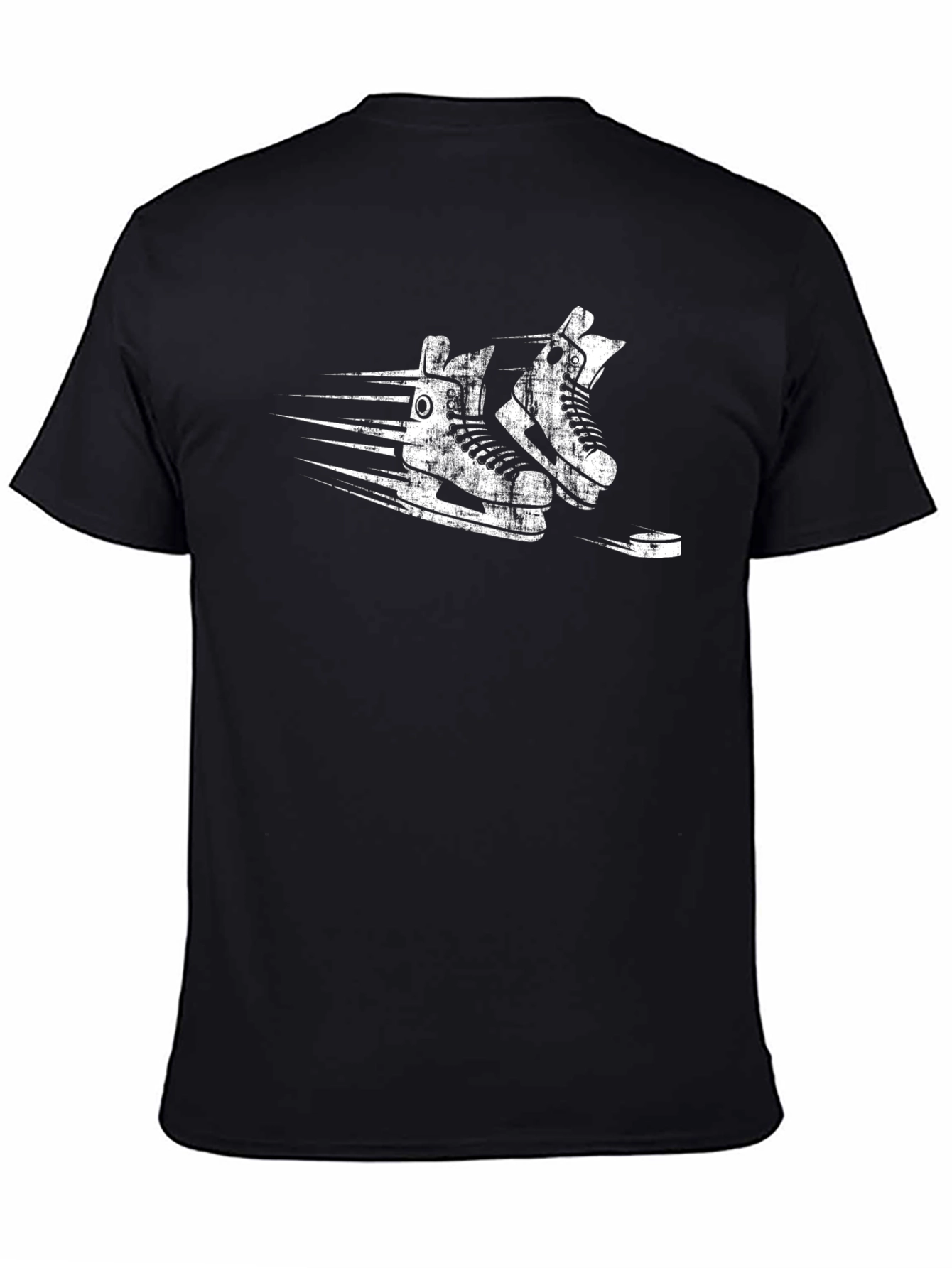 Hockey Skate Graphic Tee - Retro Black Shirt