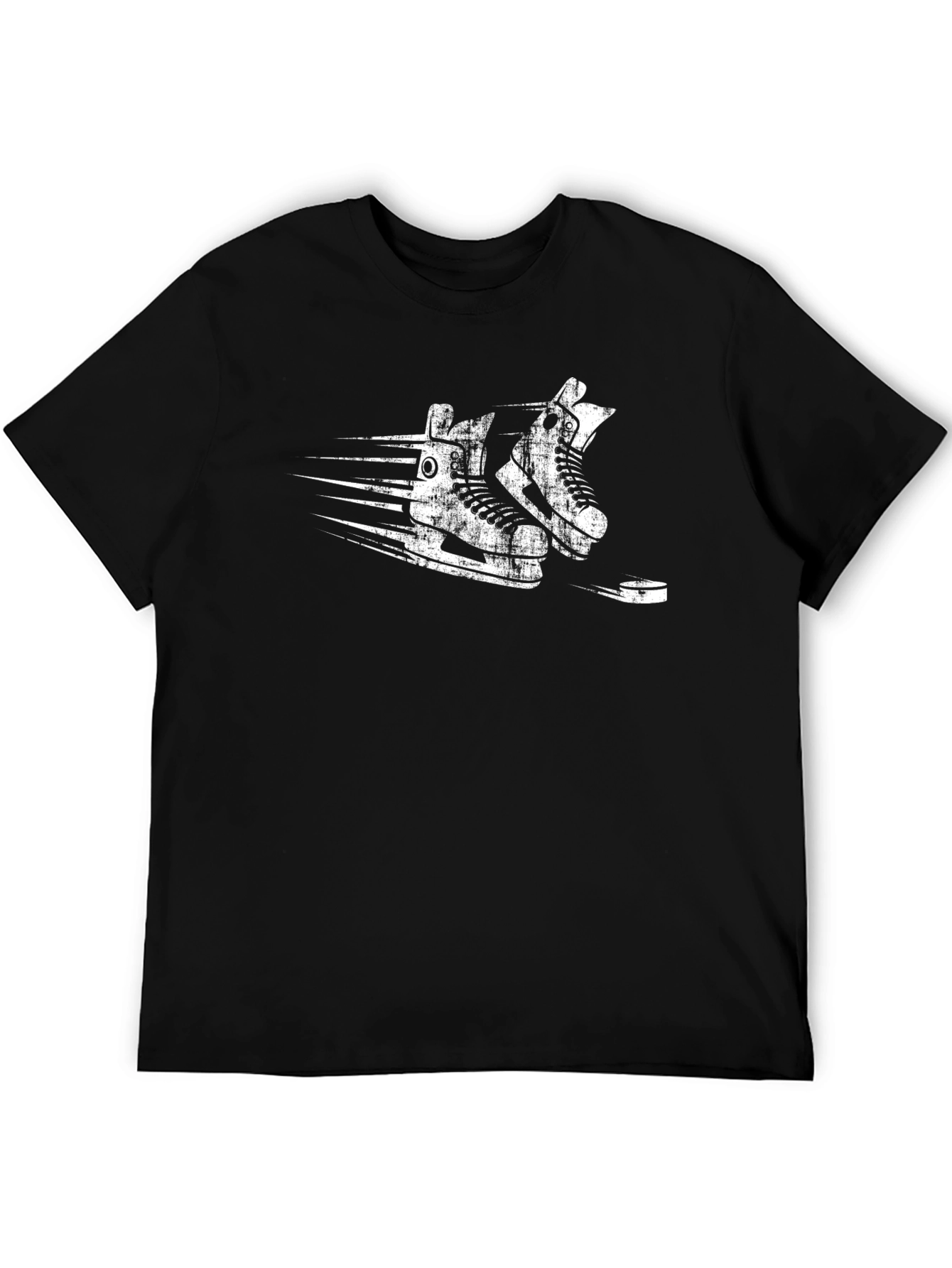 Hockey Skate Graphic Tee - Retro Black Shirt