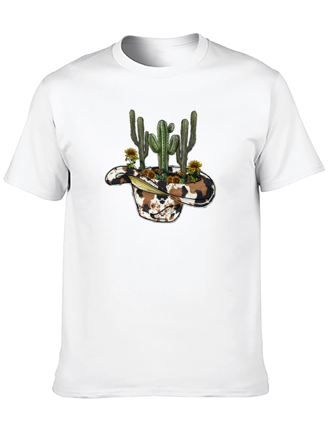 Cowboy Hat Cactus Graphic Tee - Western Style Shirt