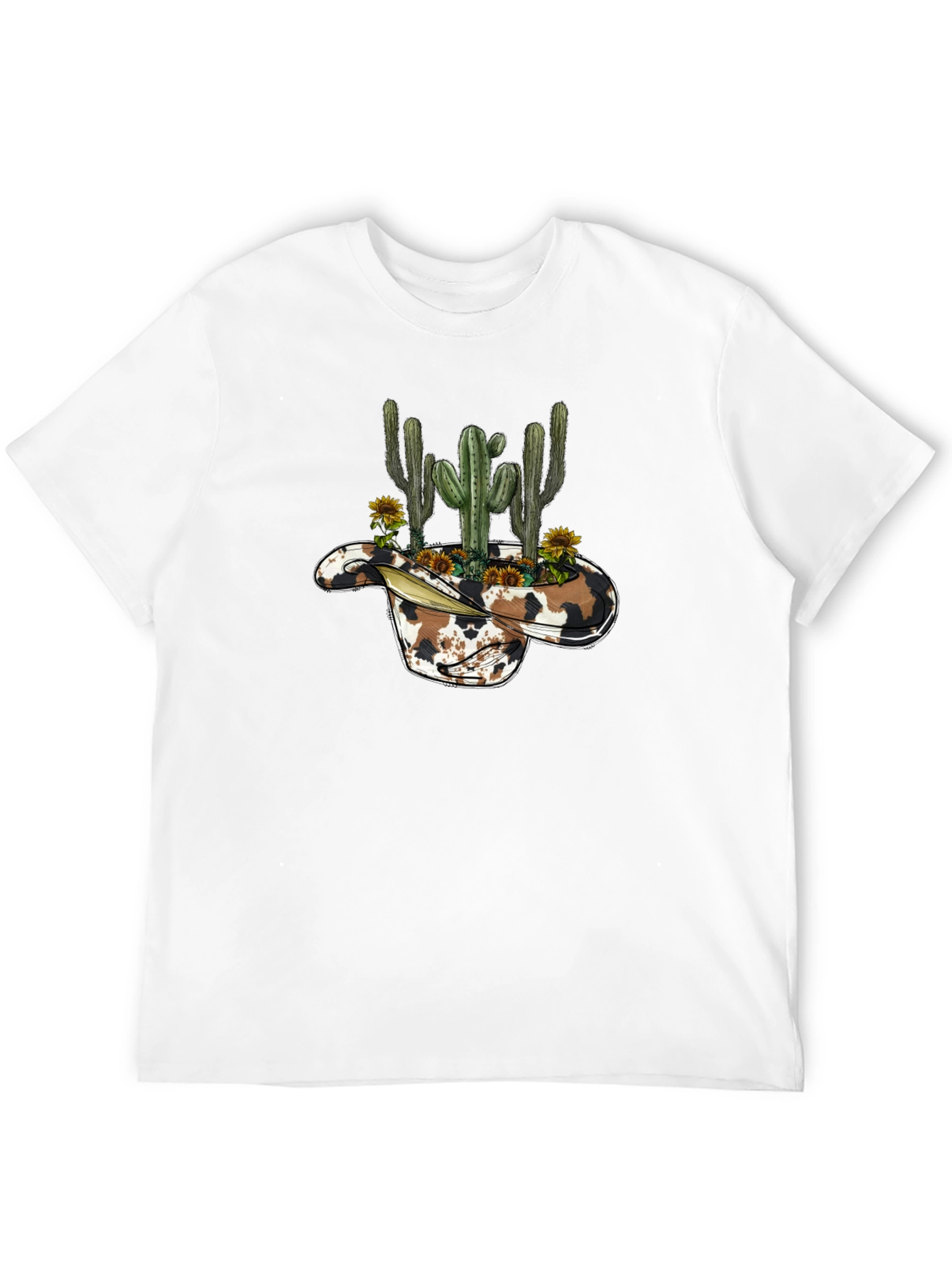 Cowboy Hat Cactus Graphic Tee - Western Style Shirt