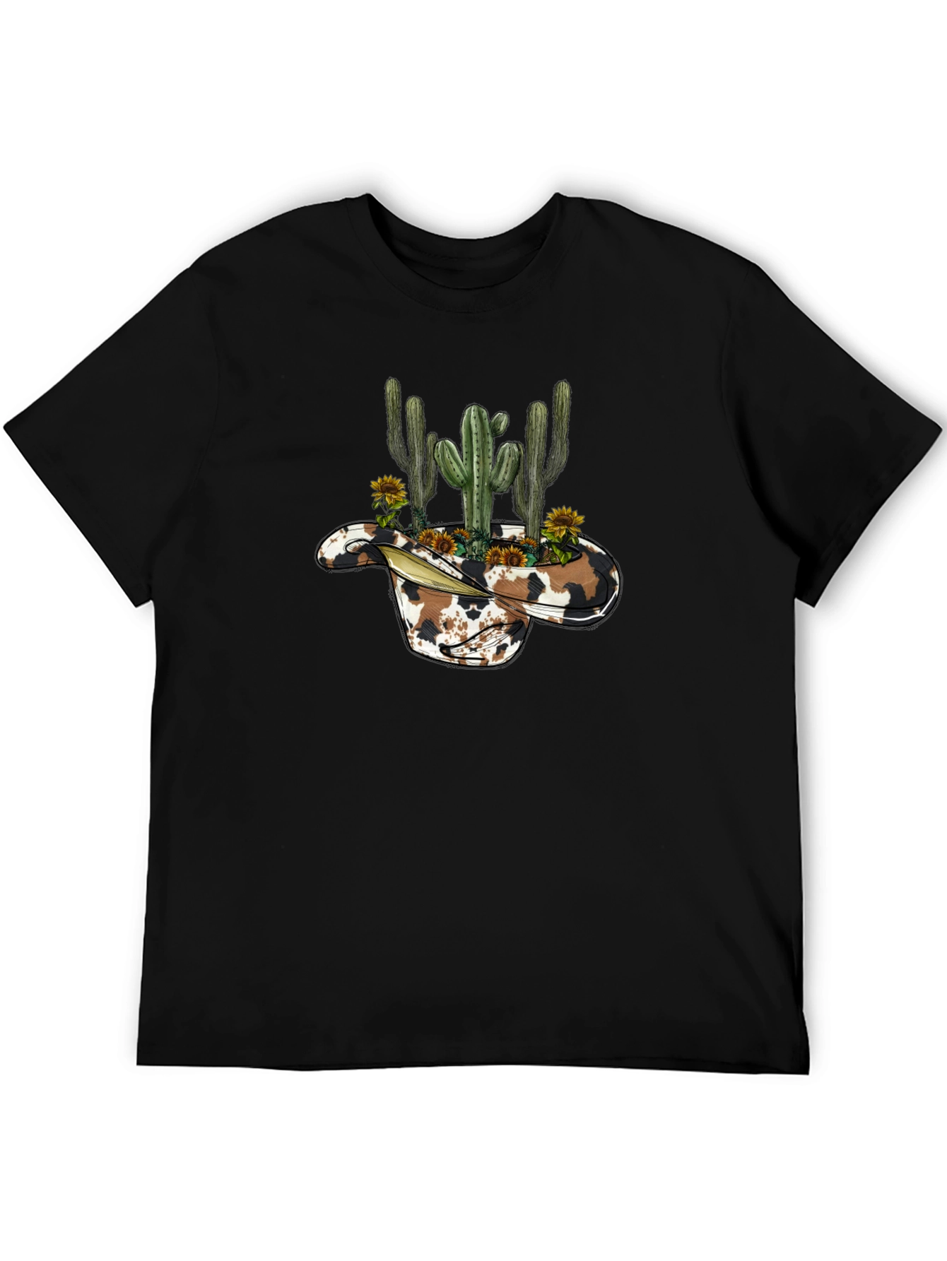Cowboy Hat Cactus Graphic Tee - Western Style Shirt