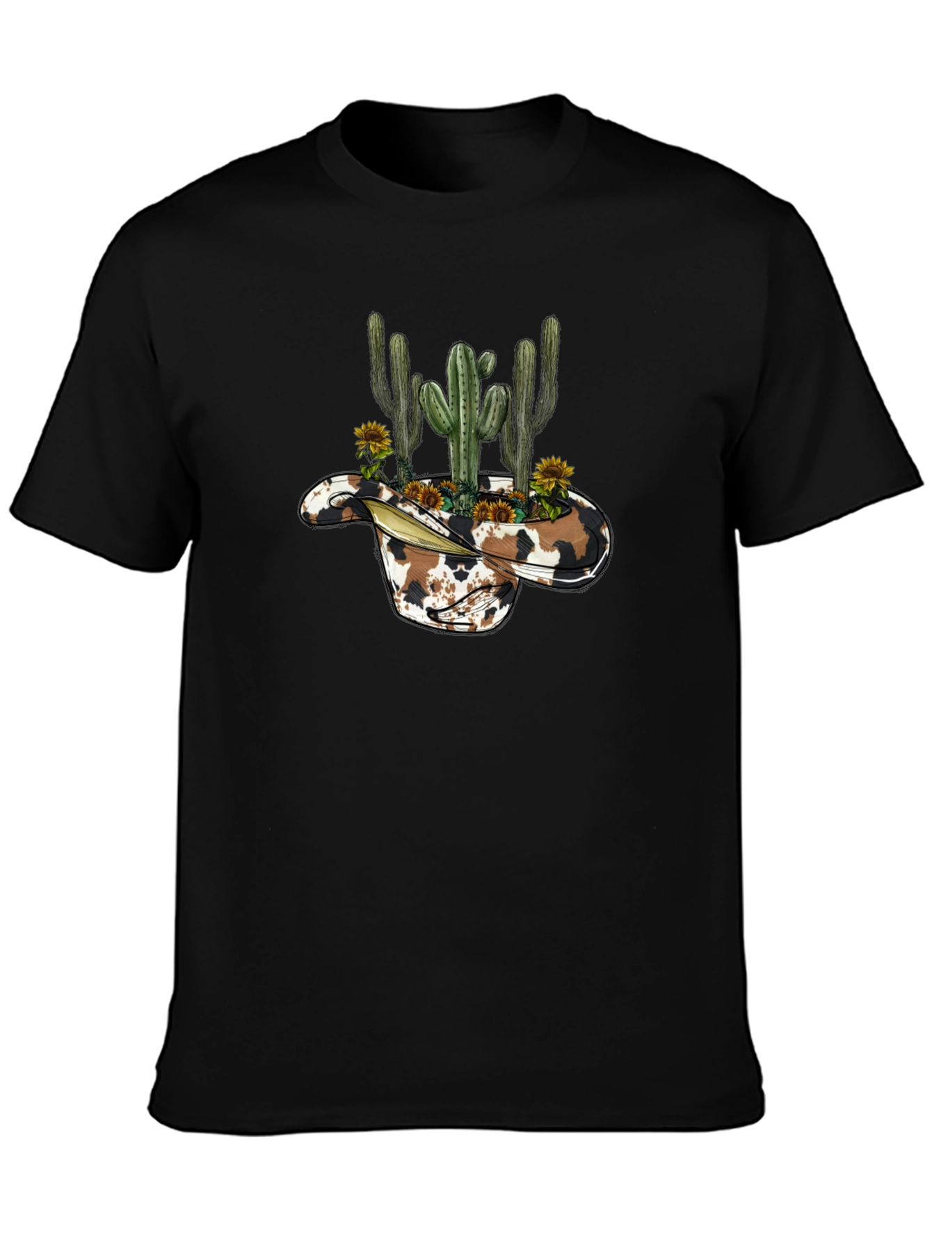 Cowboy Hat Cactus Graphic Tee - Western Style Shirt