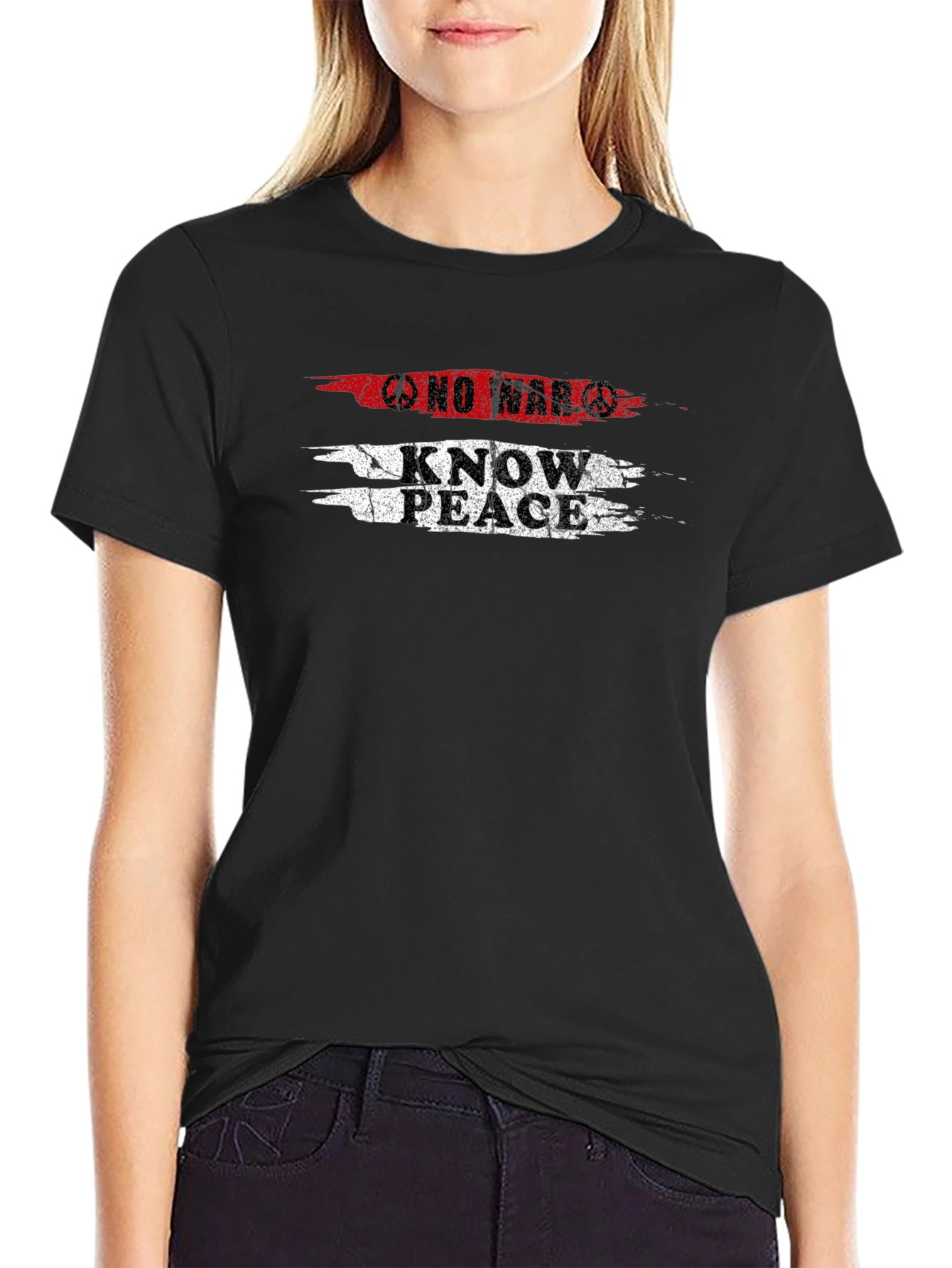 No War Know Peace Black Graphic Tee