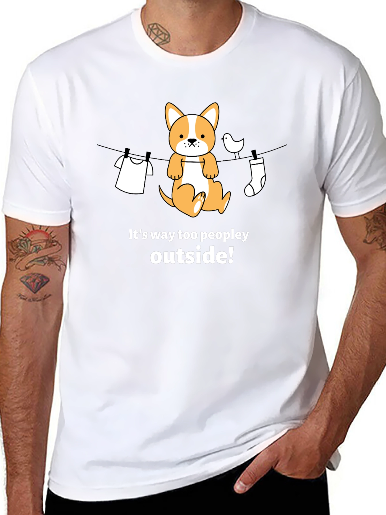 Funny Dog T-Shirt - Its Way Too Peopley Outside