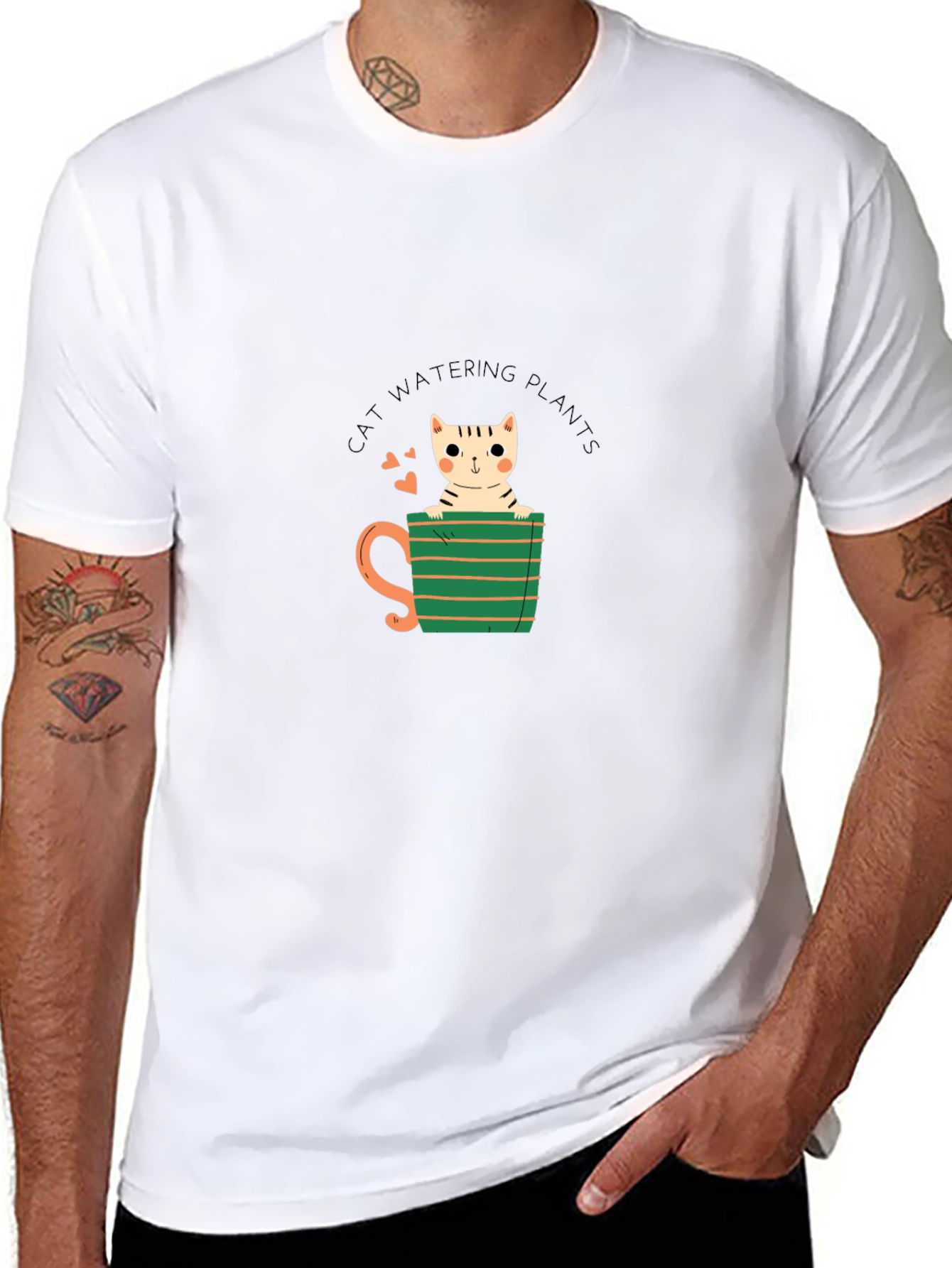 Cat Watering Plants Graphic Tee