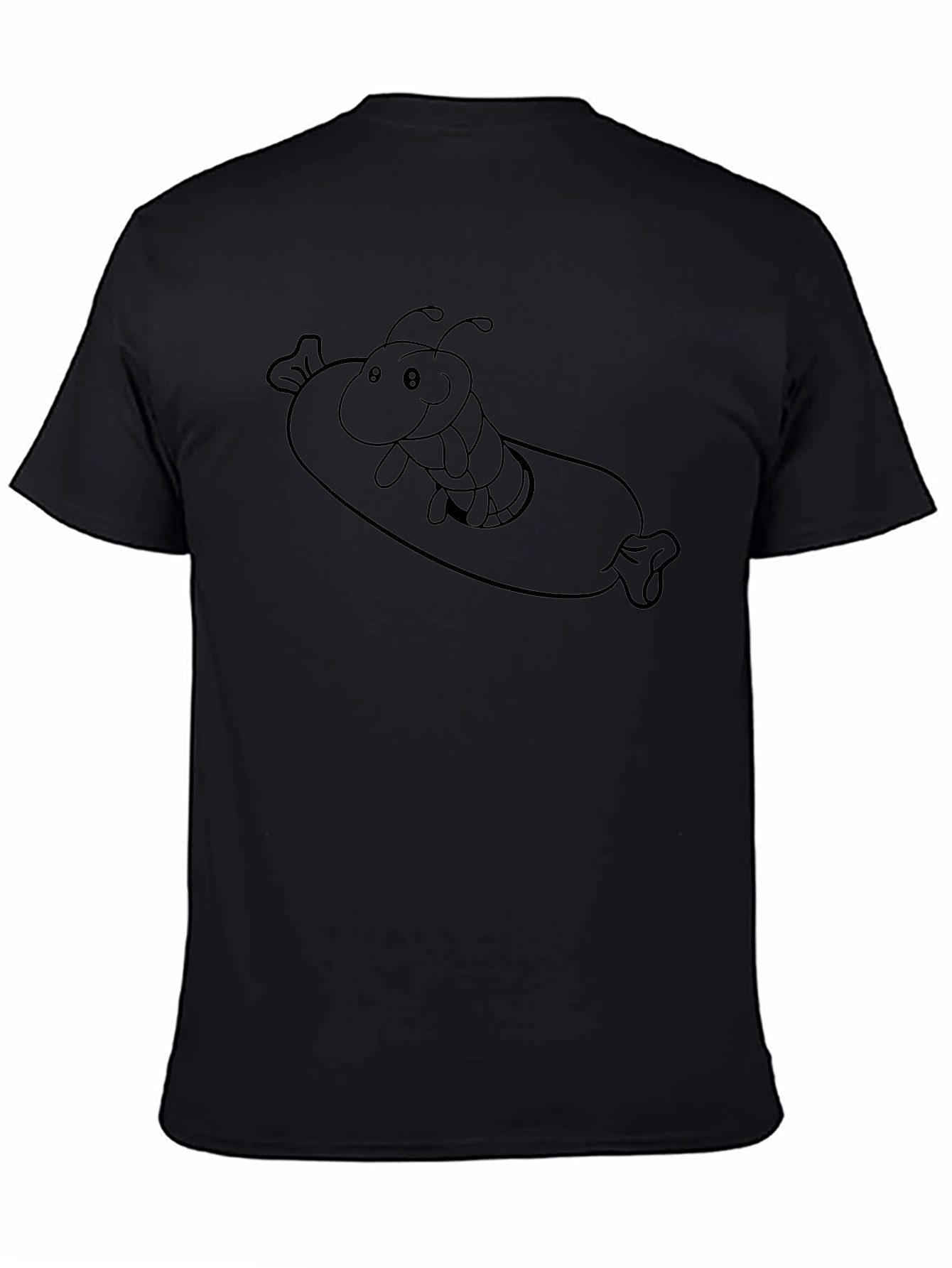 Cartoon Caterpillar Hotdog T-Shirt - Unisex Black Tee