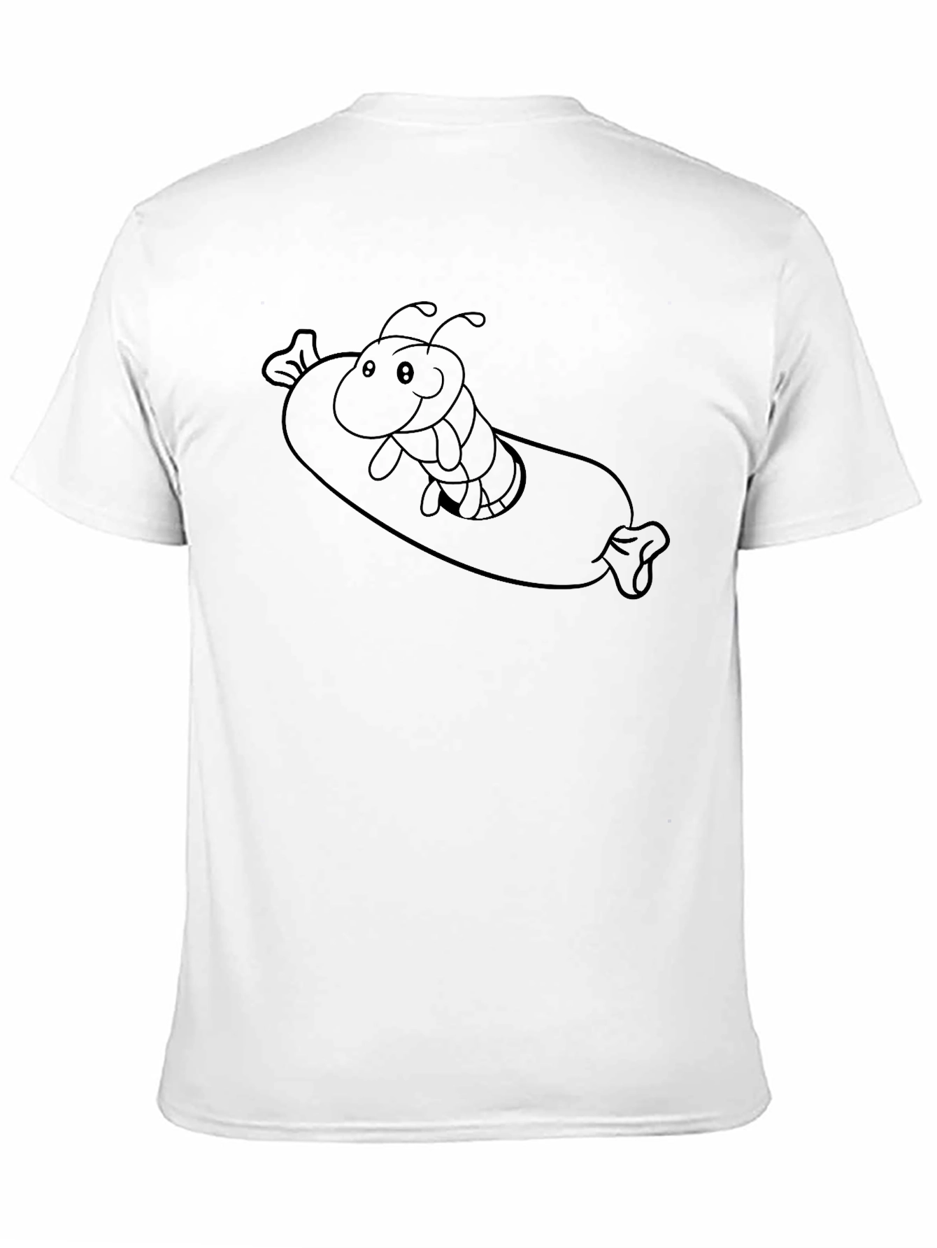 Cartoon Caterpillar Hotdog T-Shirt - Unisex Black Tee