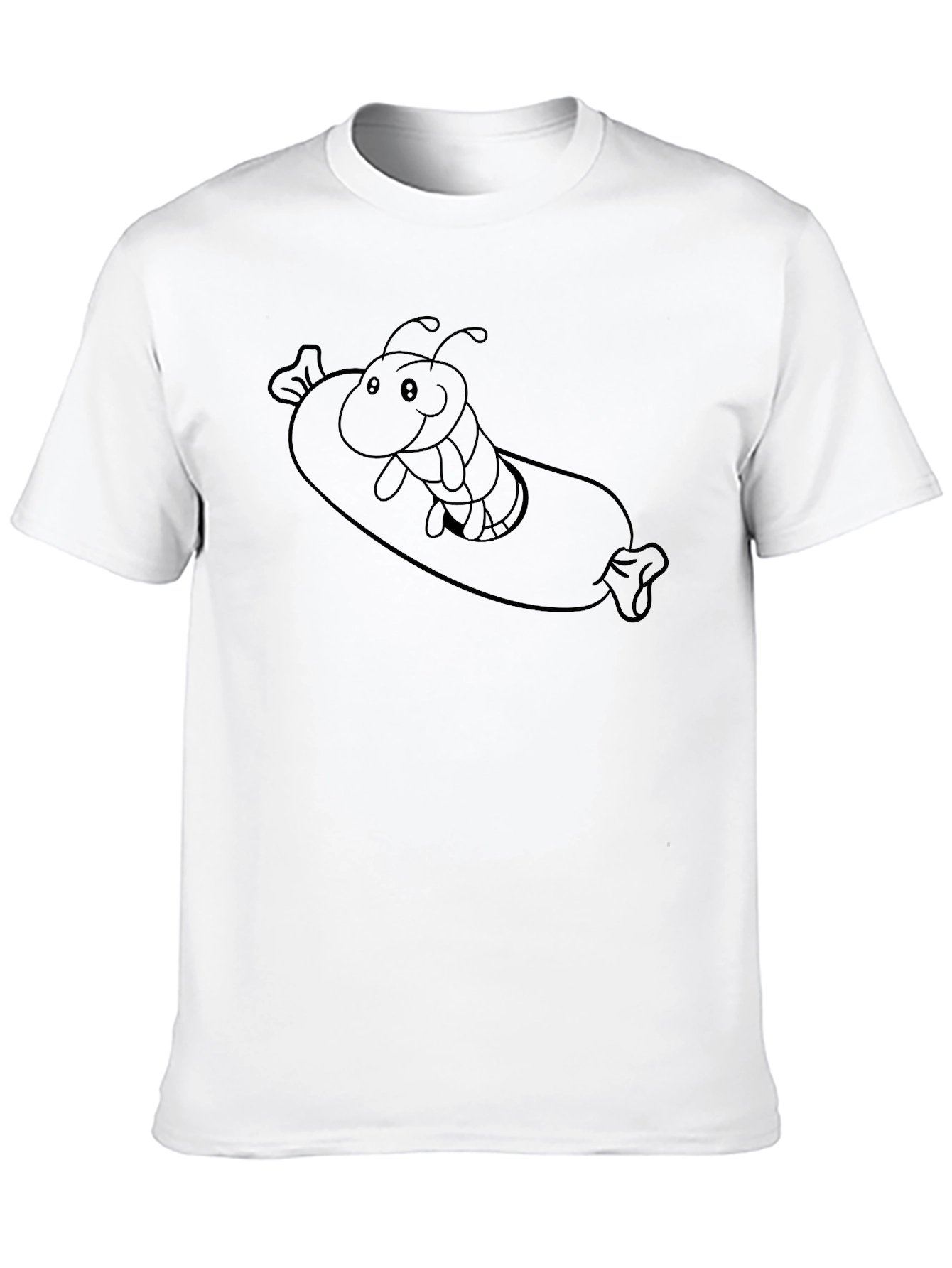 Cartoon Caterpillar Hotdog T-Shirt - Unisex Black Tee