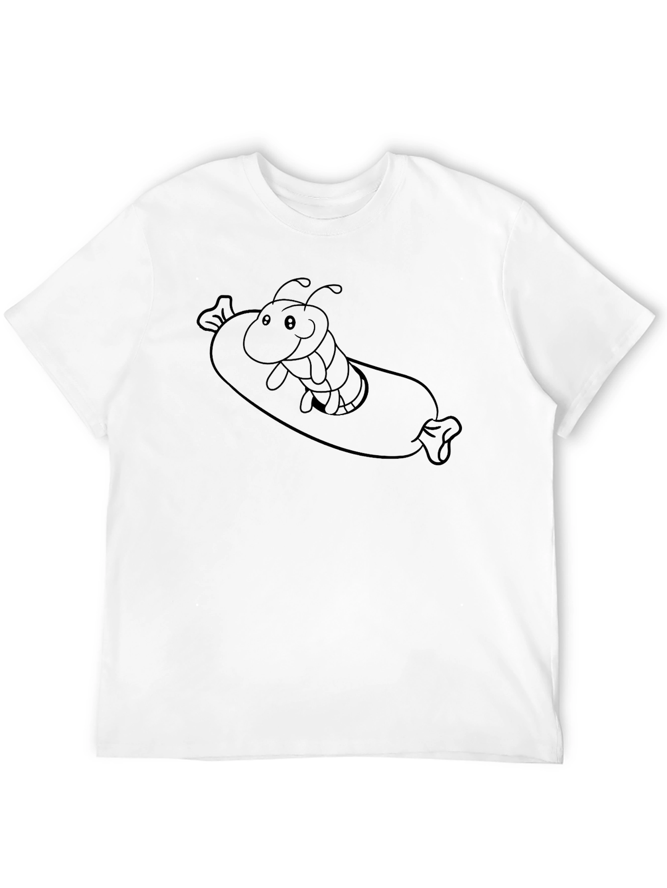 Cartoon Caterpillar Hotdog T-Shirt - Unisex Black Tee