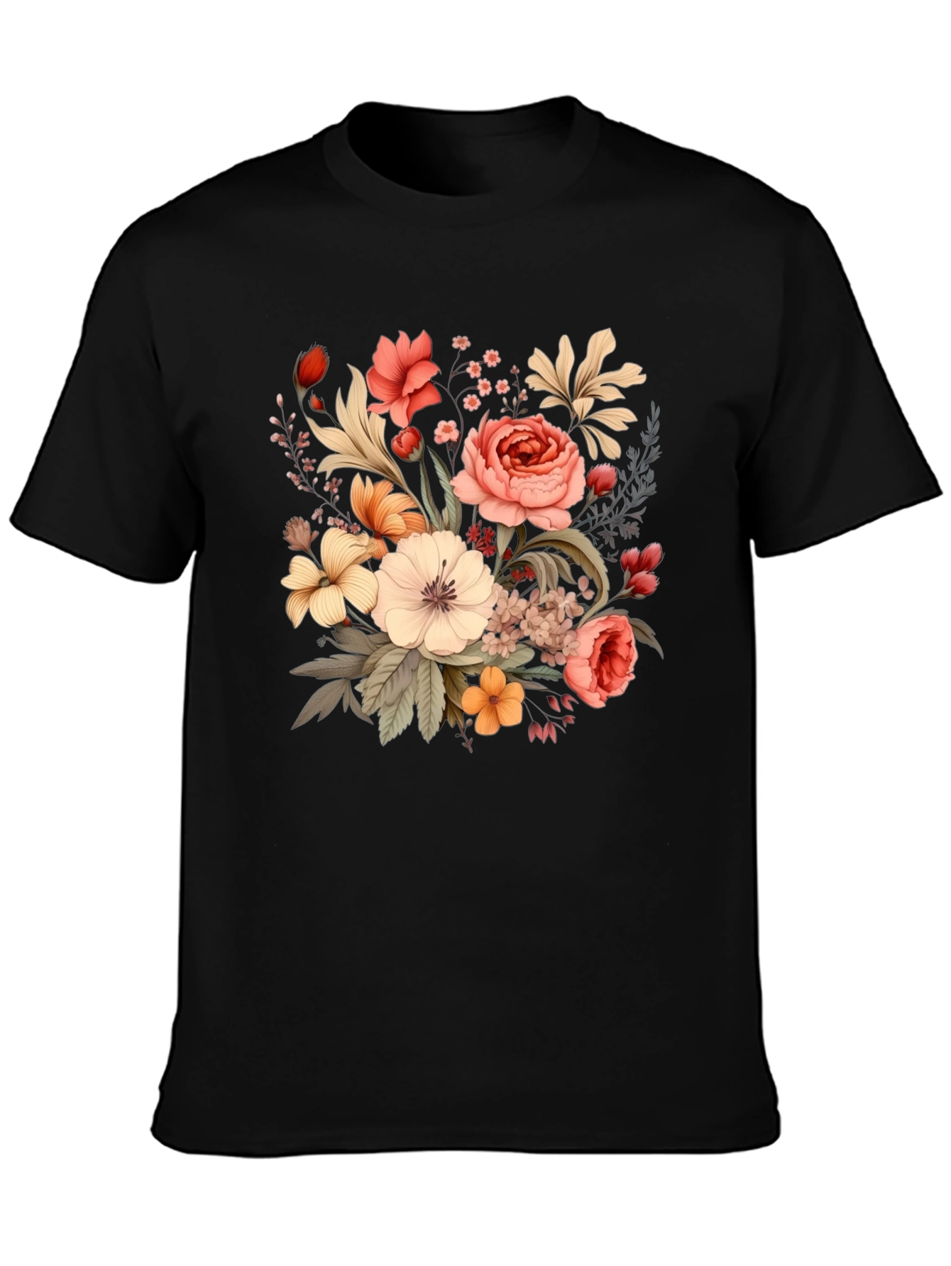 Floral T-Shirt - Black Graphic Tee