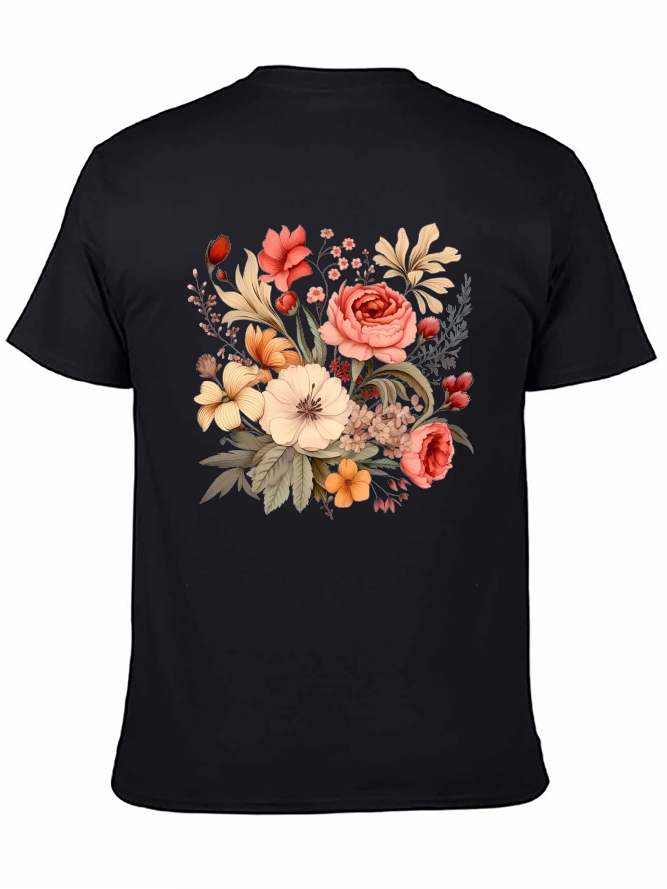 Floral T-Shirt - Black Graphic Tee