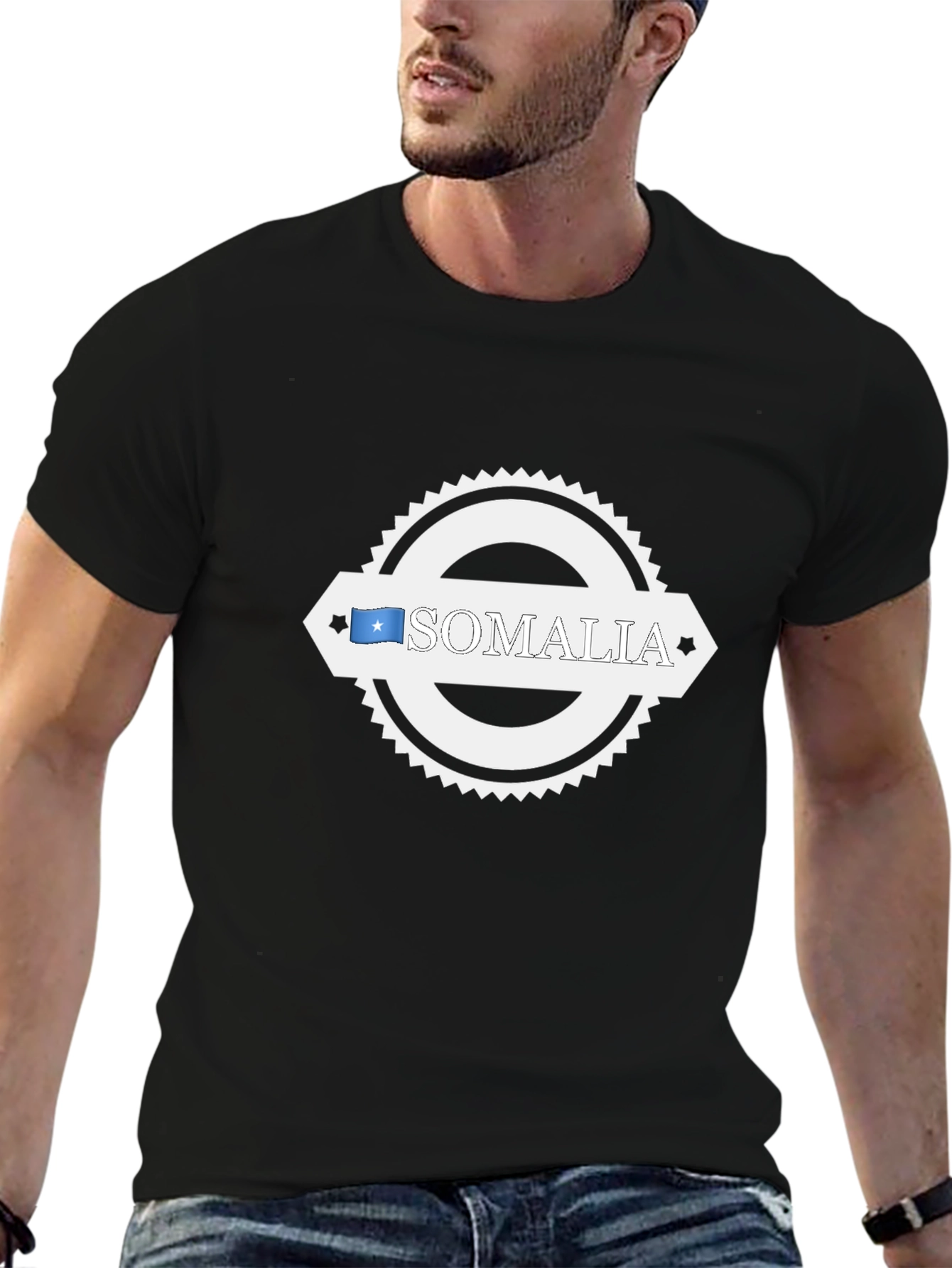 Somalia Flag Graphic T-Shirt - Black