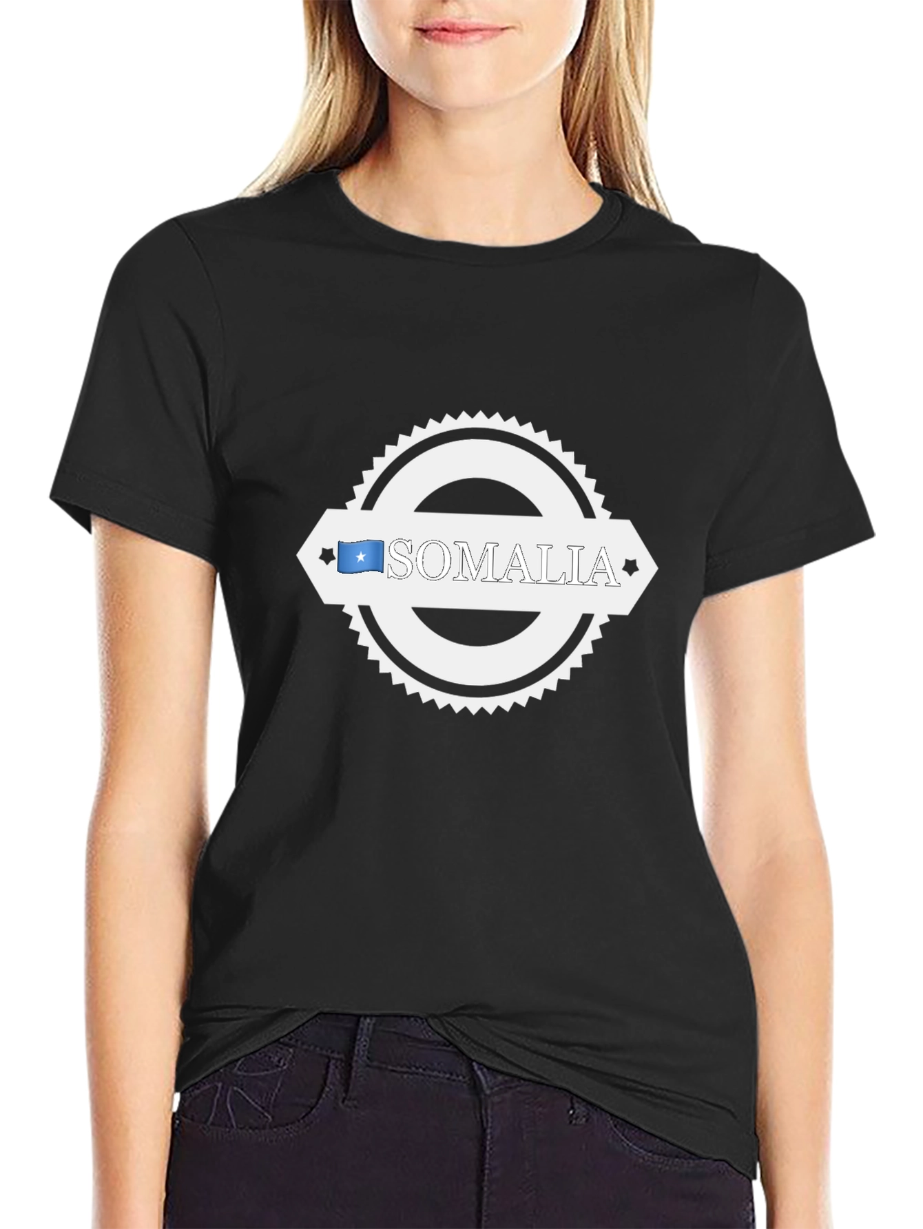 Somalia Flag Graphic T-Shirt - Black