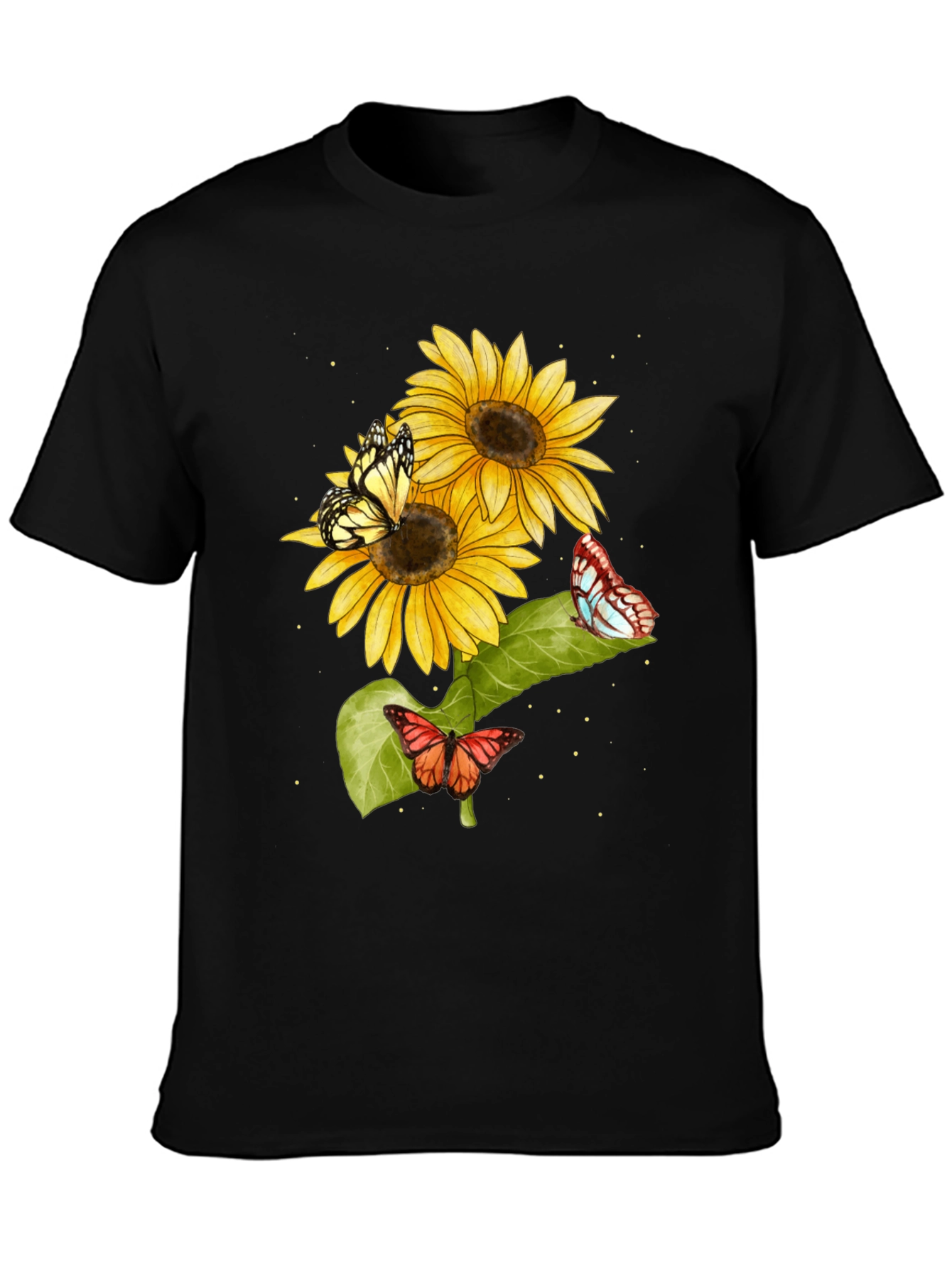 Sunflower and Butterfly Graphic T-Shirt