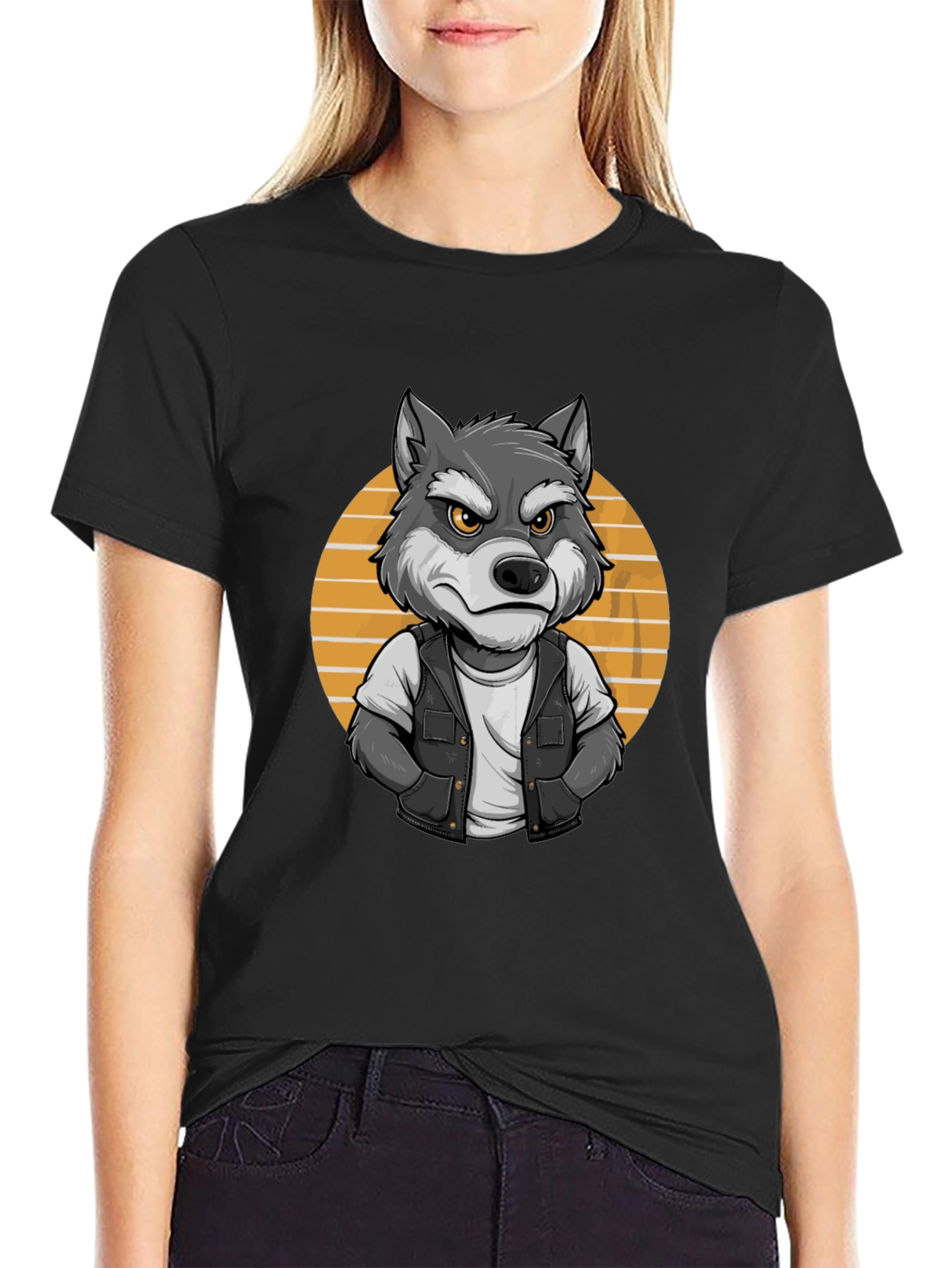 Cool Wolf Graphic Tee - Black T-Shirt