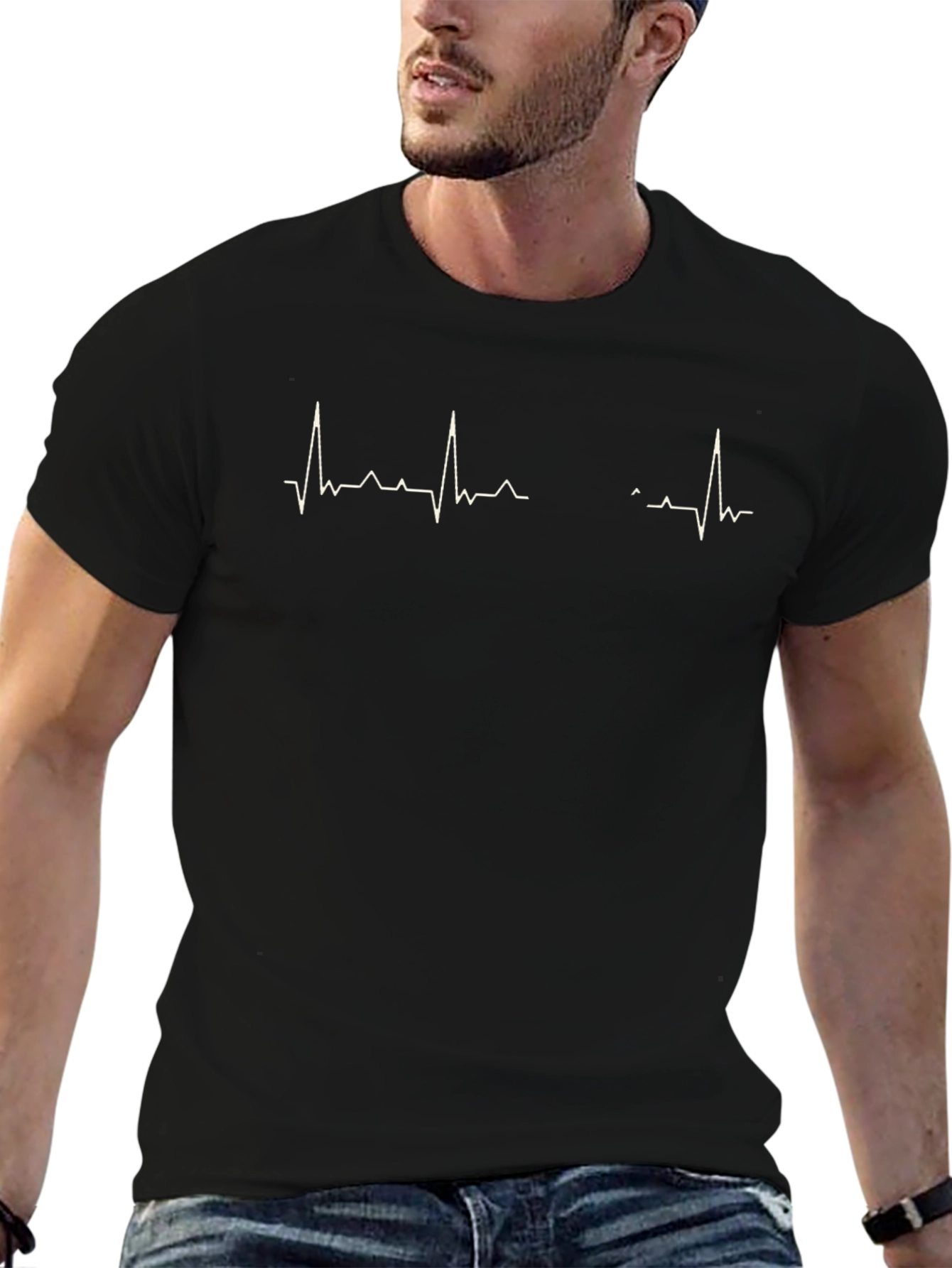 Heartbeat Pulse Graphic T-Shirt - Black