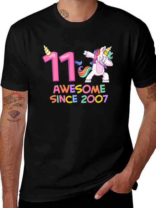 11th Birthday Unicorn Dab T-Shirt - Awesome Since 2007