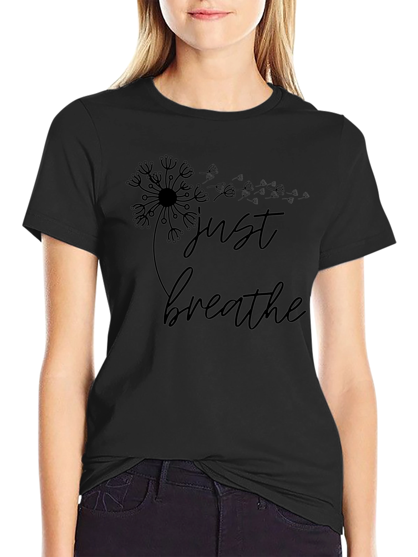 Just Breathe Black Graphic Tee
