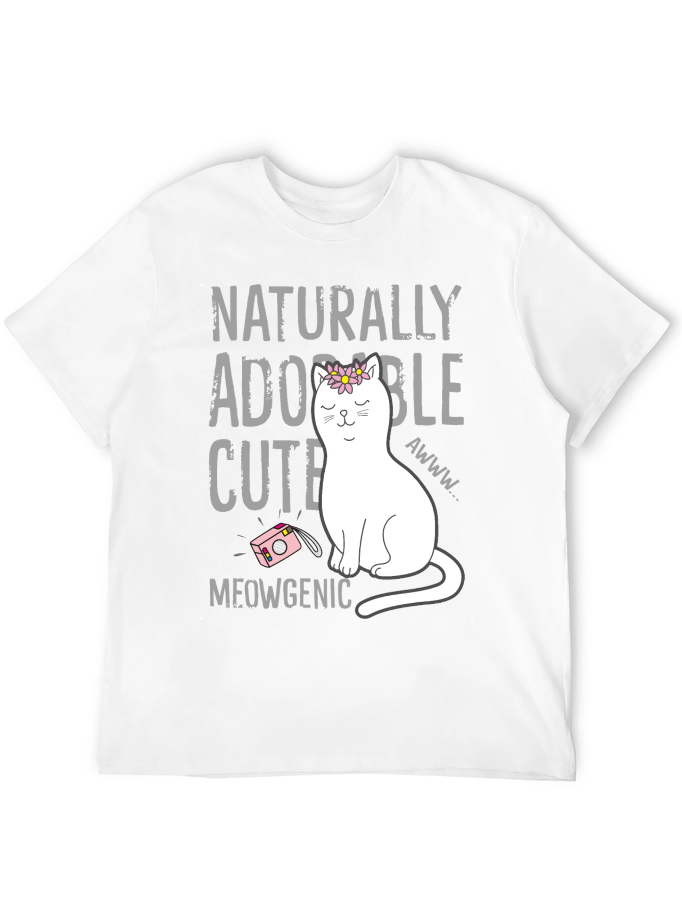 Naturally Adorable Cute Cat Graphic T-Shirt