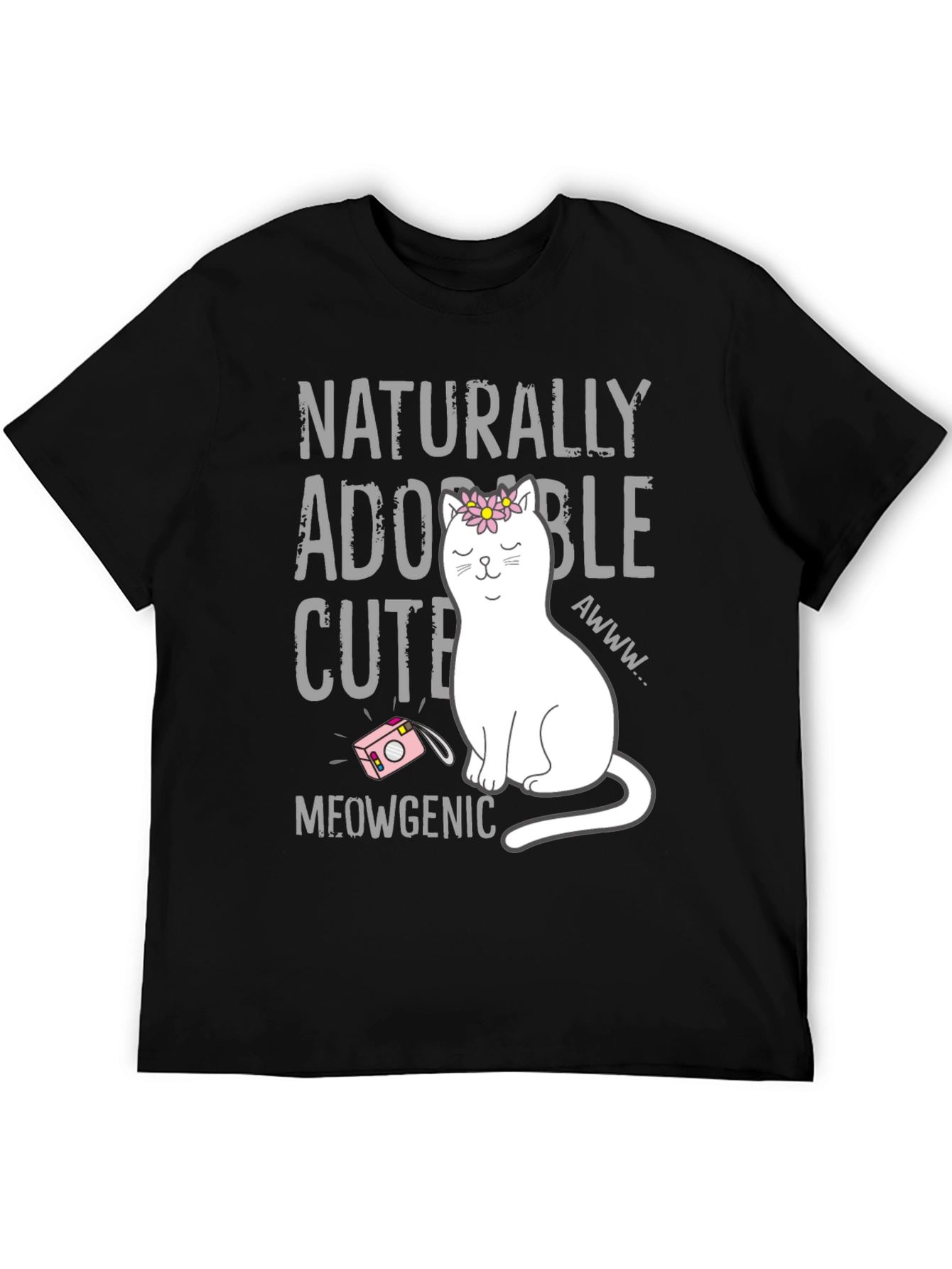 Naturally Adorable Cute Cat Graphic T-Shirt