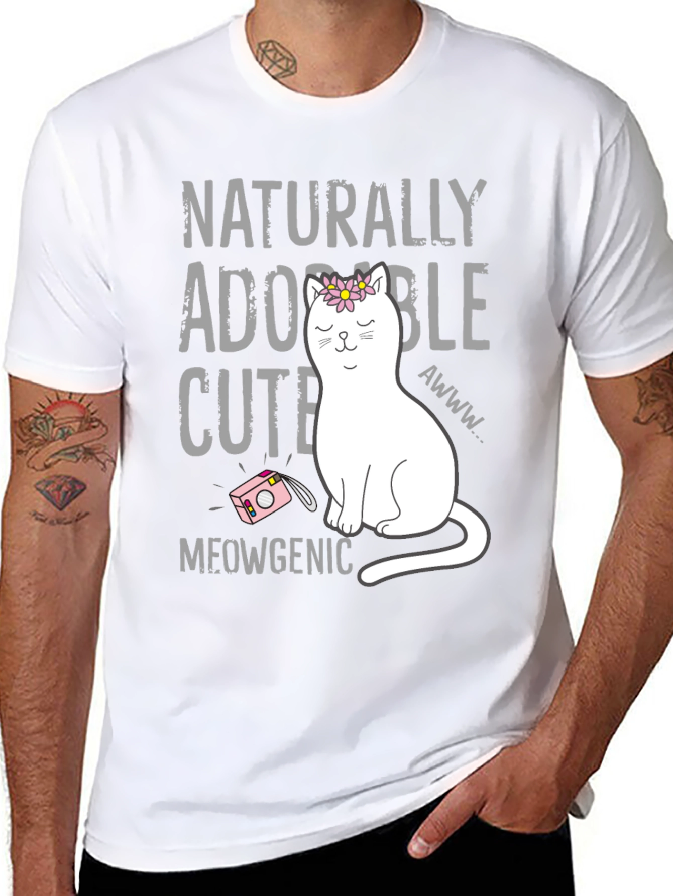 Naturally Adorable Cute Cat Graphic T-Shirt