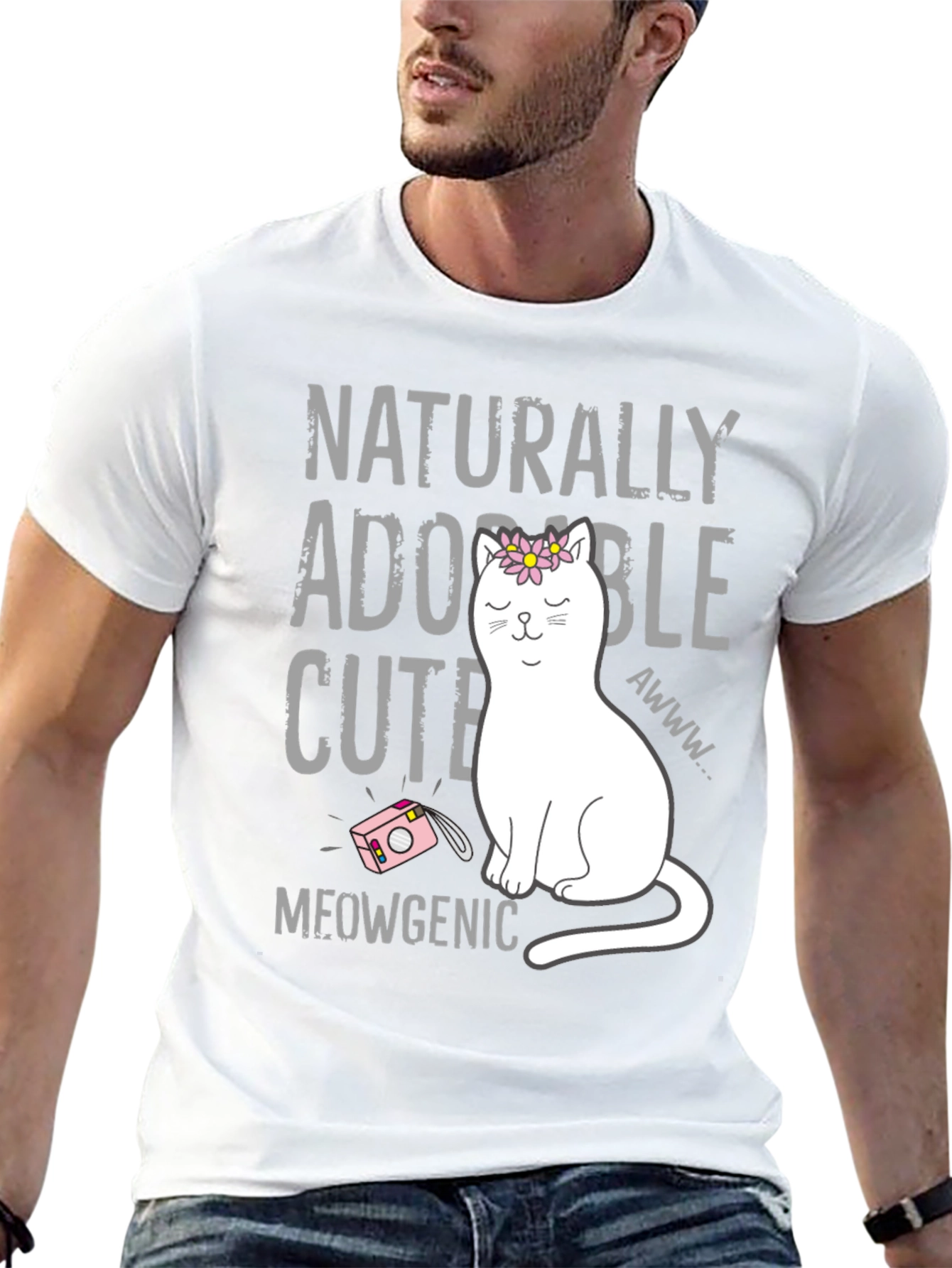Naturally Adorable Cute Cat Graphic T-Shirt