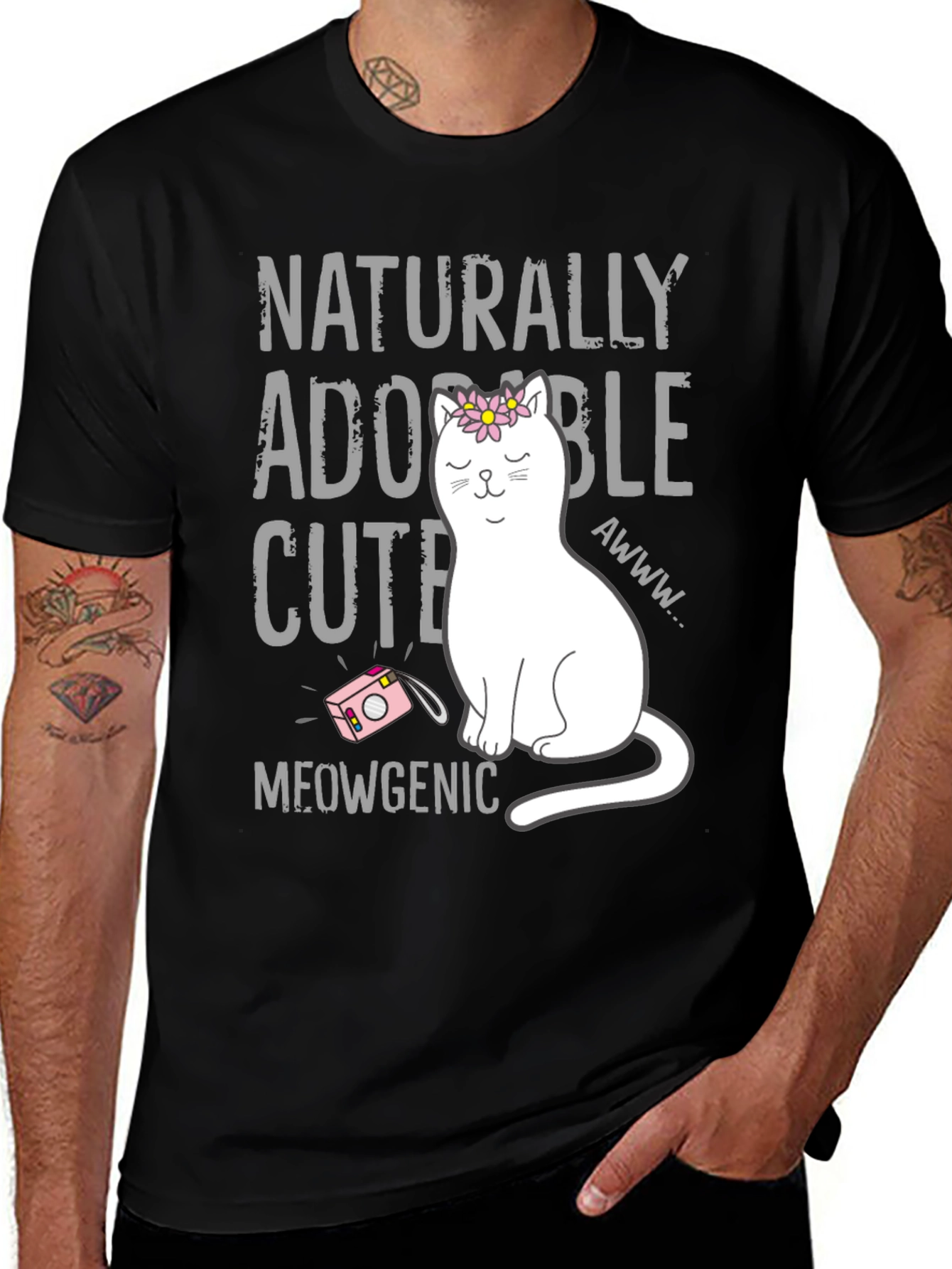 Naturally Adorable Cute Cat Graphic T-Shirt