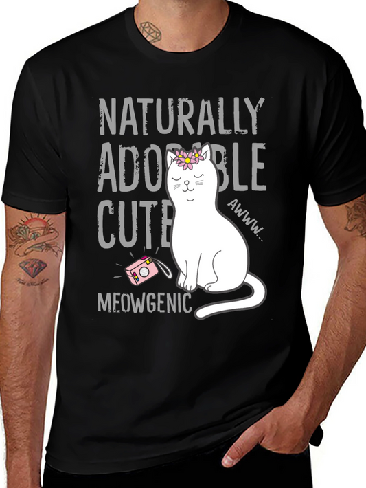 Naturally Adorable Cute Cat Graphic T-Shirt