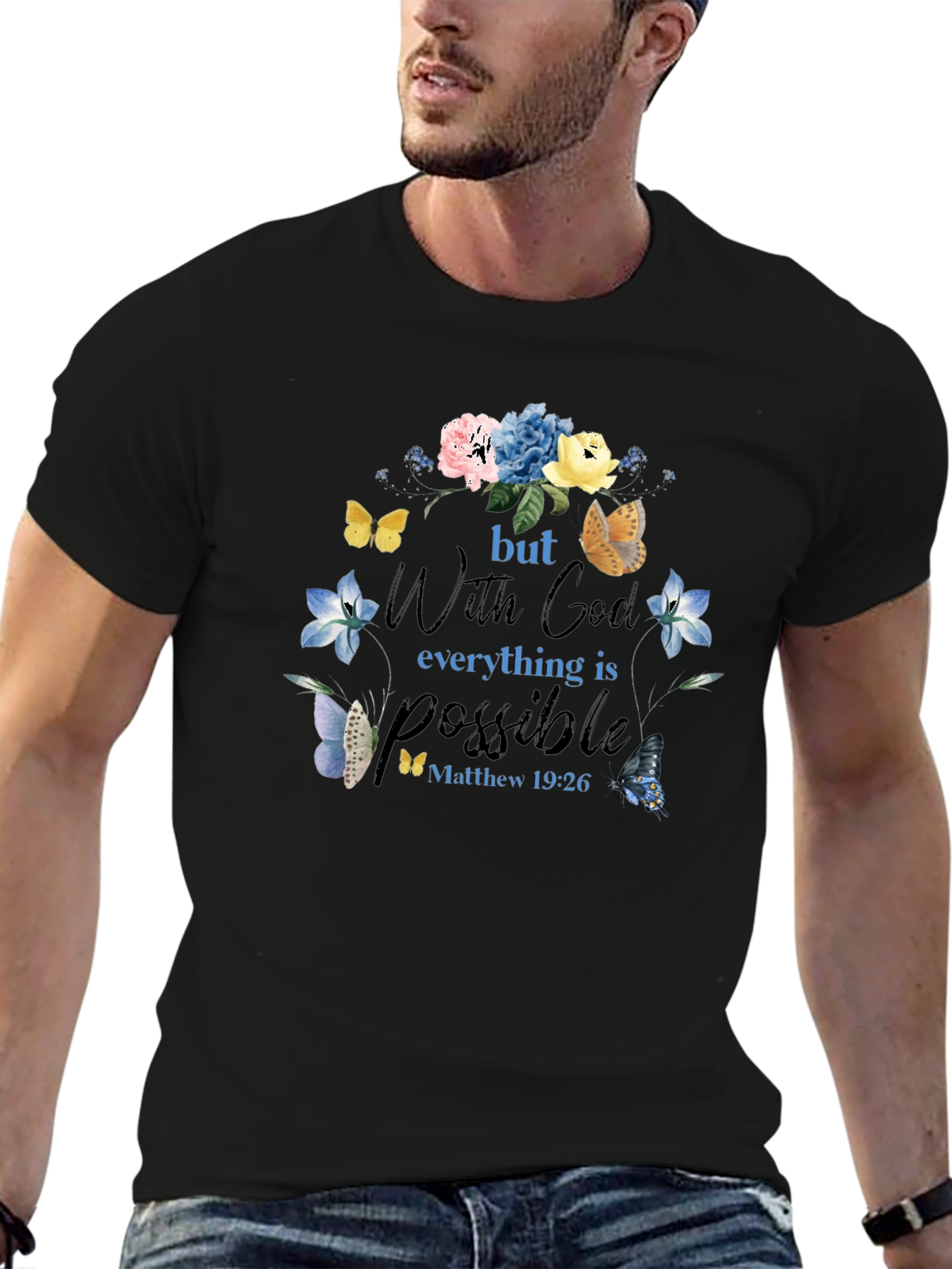 Faith-Inspired Floral Butterfly T-Shirt