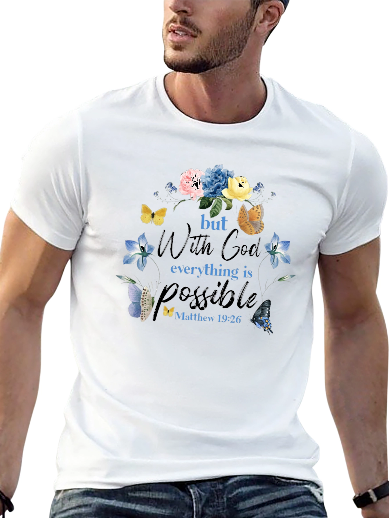 Faith-Inspired Floral Butterfly T-Shirt