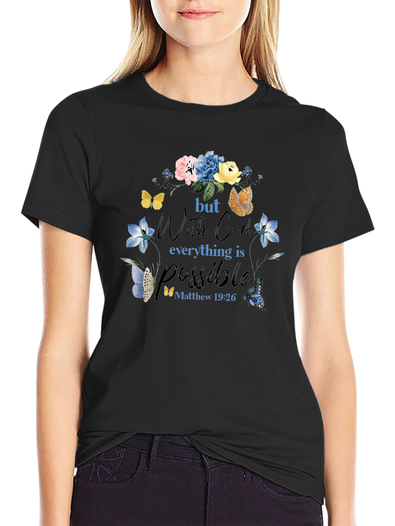 Faith-Inspired Floral Butterfly T-Shirt