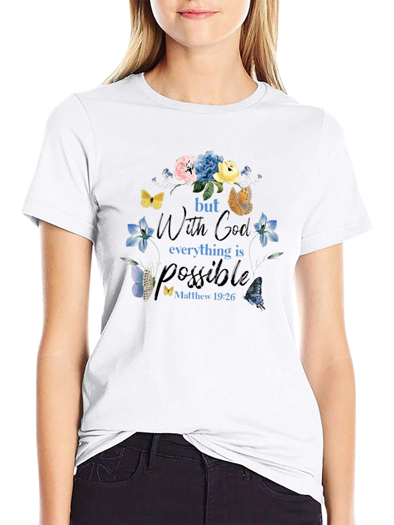 Faith-Inspired Floral Butterfly T-Shirt