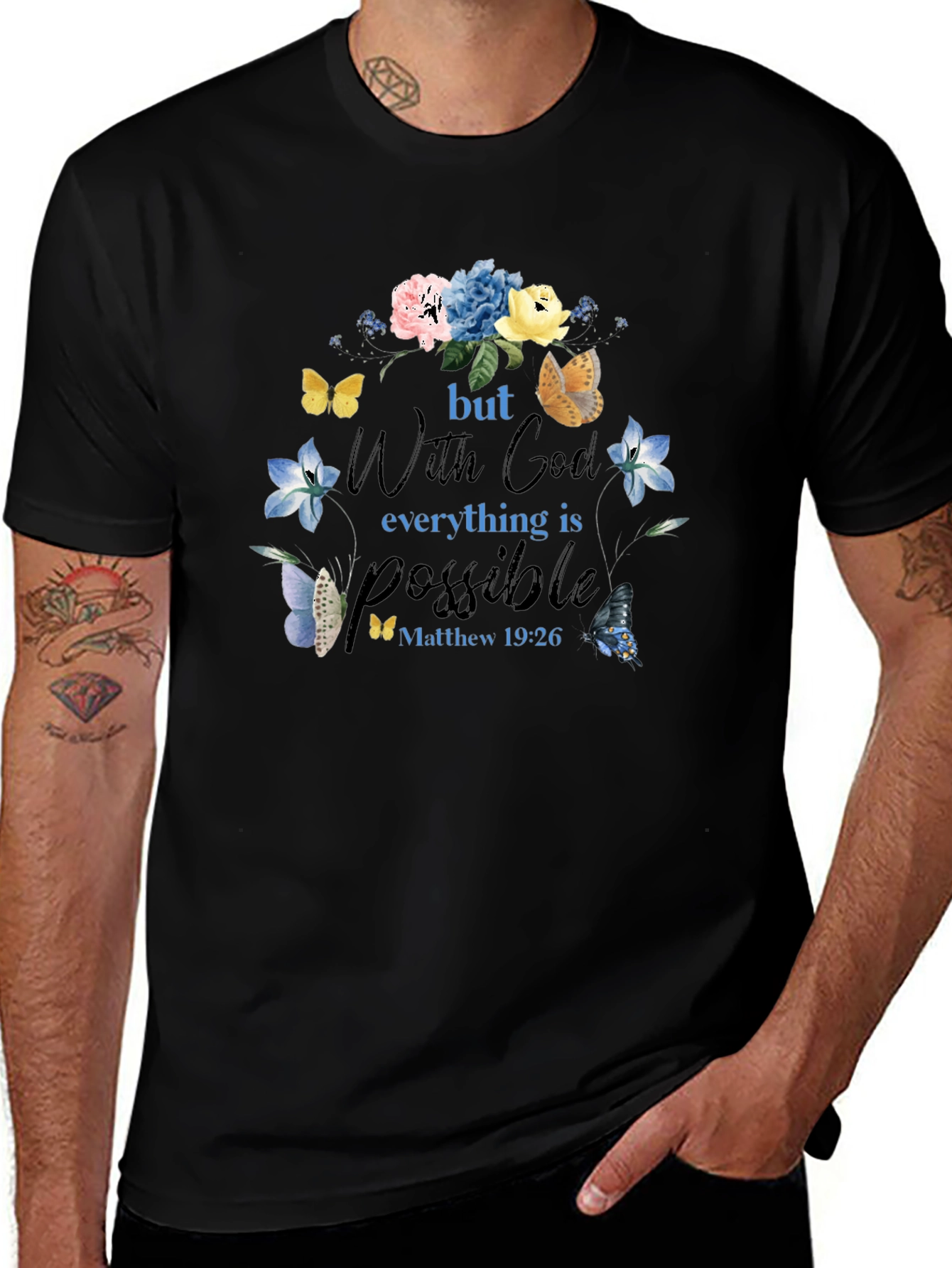 Faith-Inspired Floral Butterfly T-Shirt