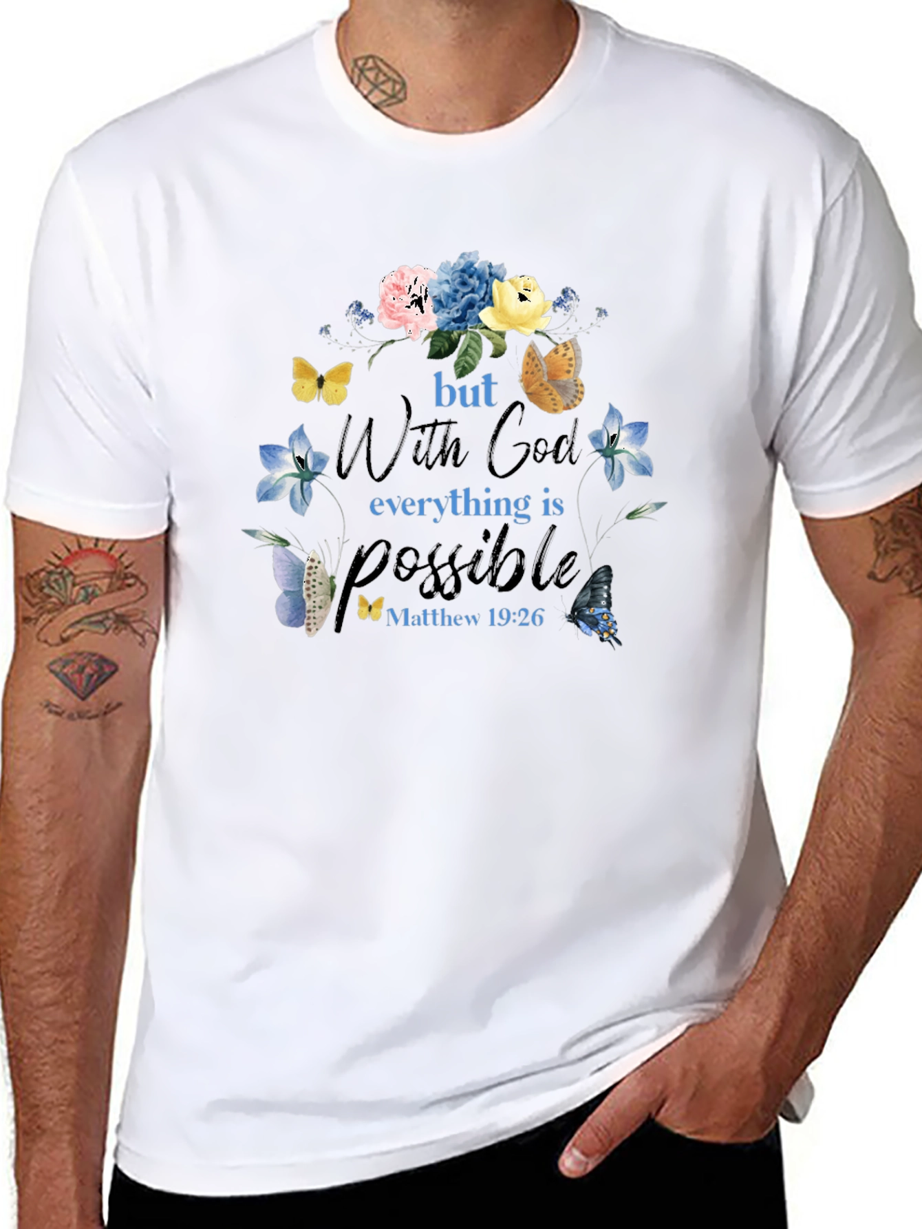 Faith-Inspired Floral Butterfly T-Shirt
